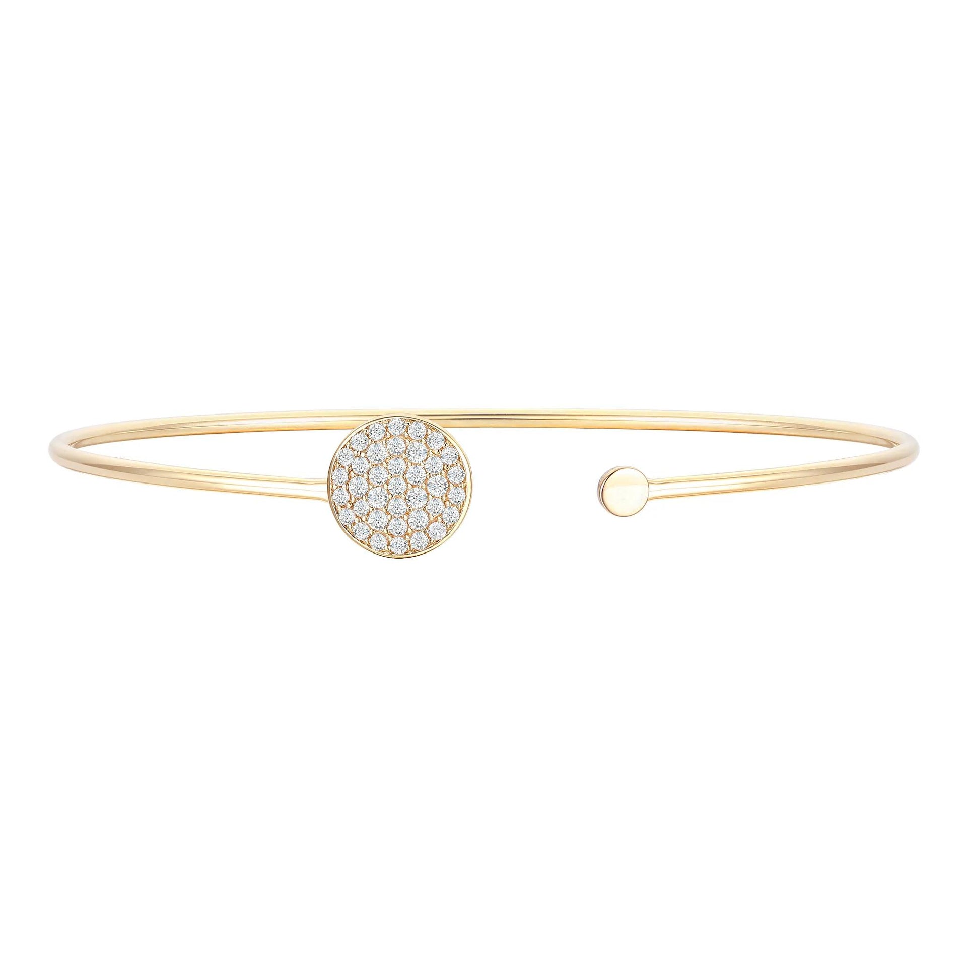 3/8 CT. Tw. Diamond Flexible Circle Cuff Bangle Bracelet 10K Yellow Gold Size 10.00mm