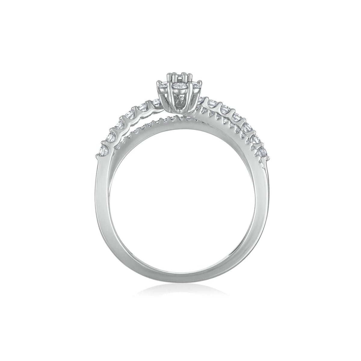 5/8 CT. Tw. Diamond Floral Bypass Ring 14K White Gold Round Brilliant Cut Size 6 2mm