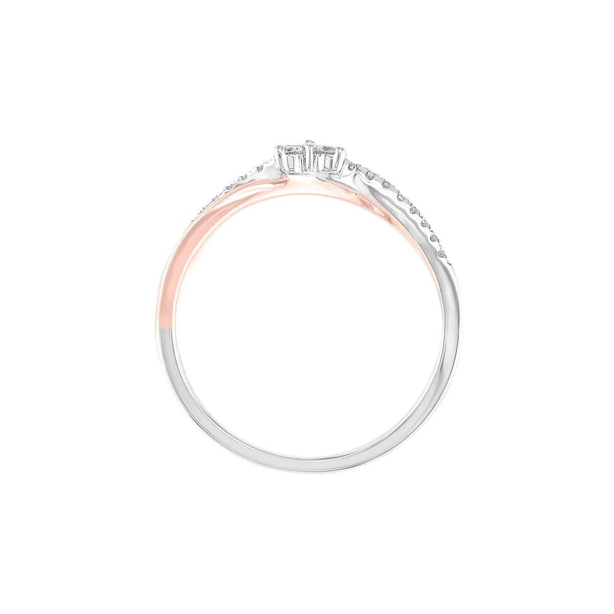1/7 CT. Tw. Diamond Flower Promise Ring 10K White & Rose Gold Round Brilliant Cut Size 5