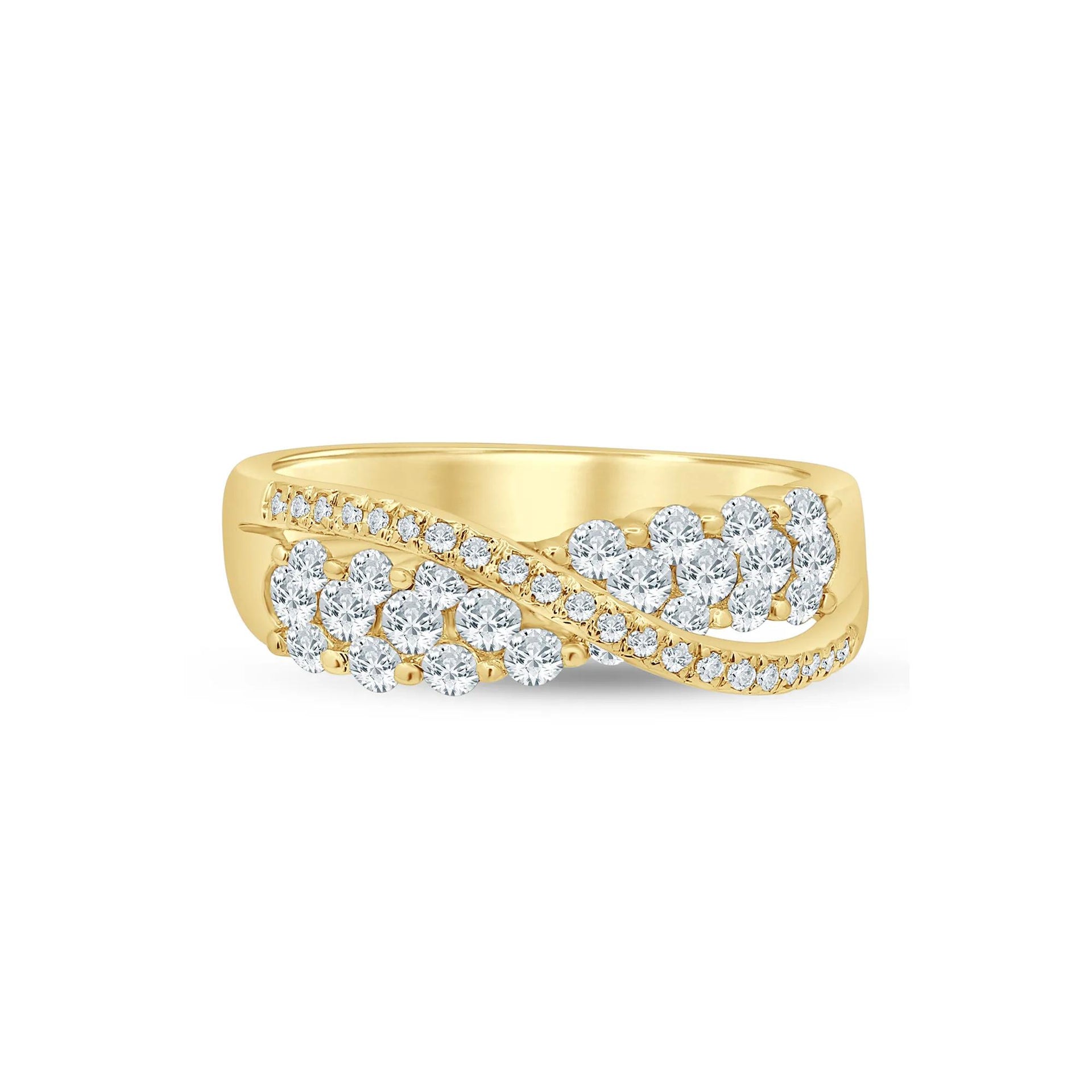 1 CT. Tw. Diamond Flyover Ring 10K Yellow Gold Size 8