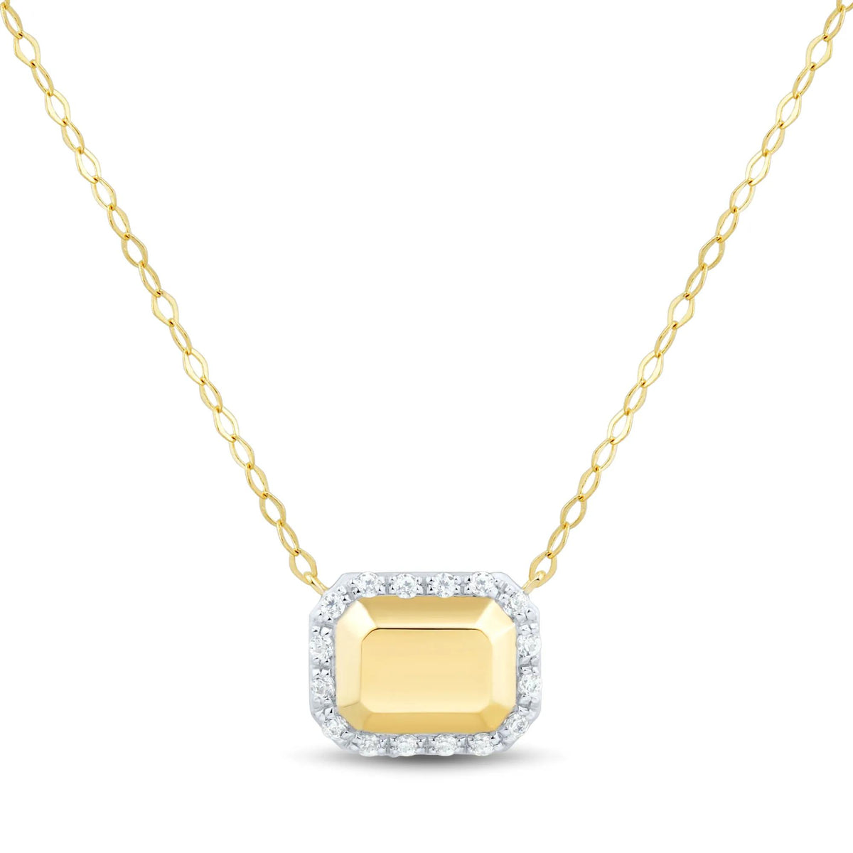 1/10 CT. Tw. Diamond Geometric Necklace 10K Yellow Gold Size 17"