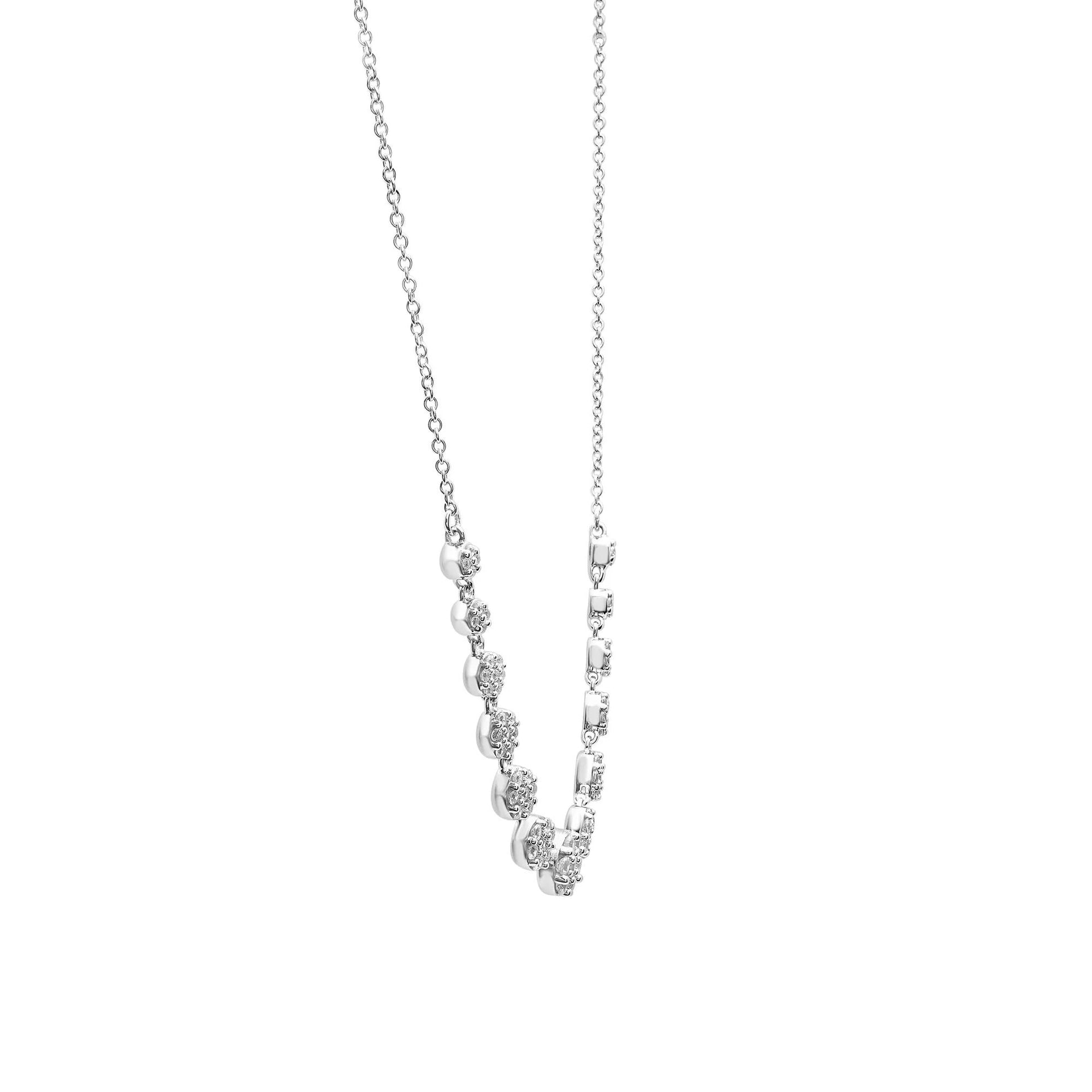 1/2 CT. Tw. Diamond Graduated Cluster Necklace 10K White Gold Size 17"
