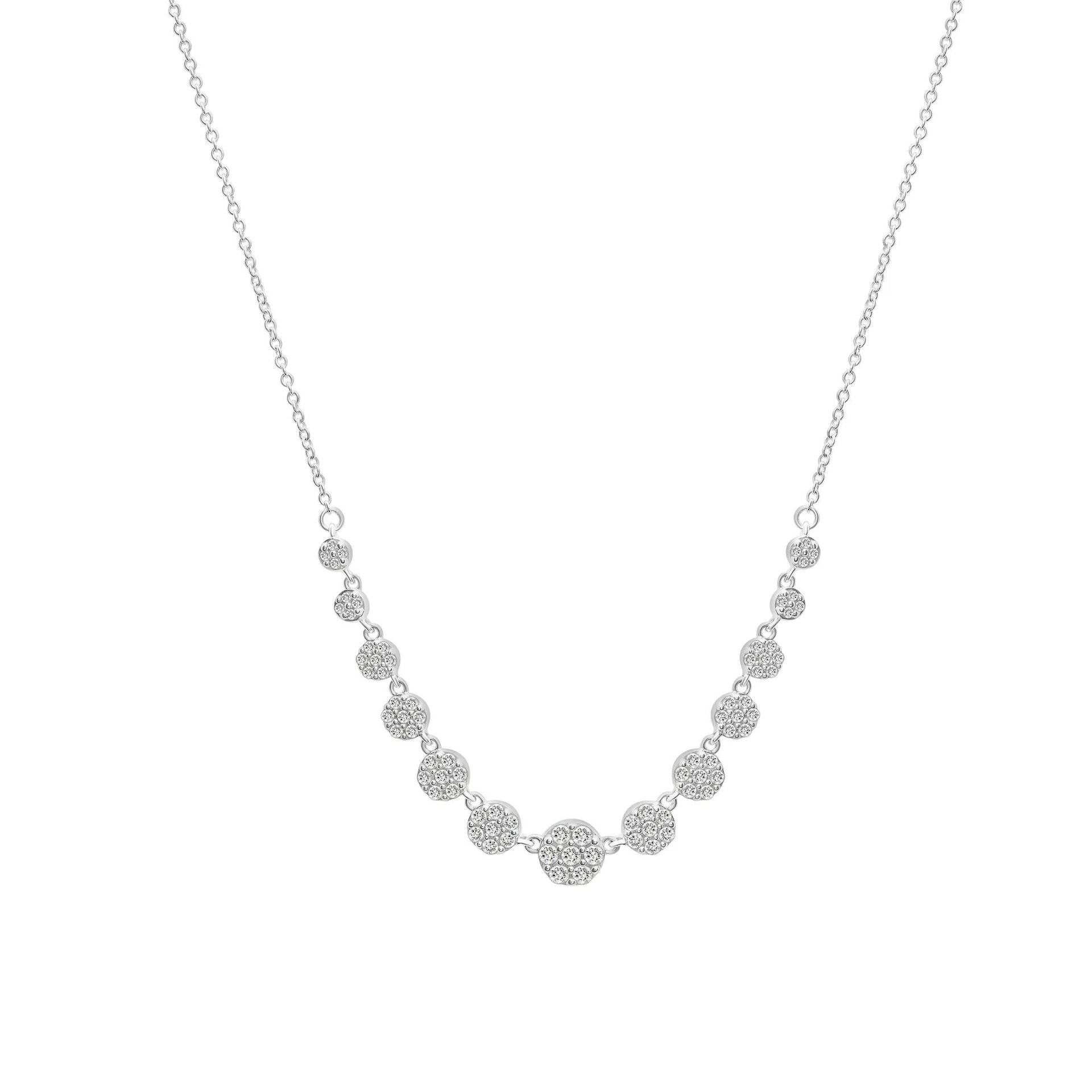 1/2 CT. Tw. Diamond Graduated Cluster Necklace 10K White Gold Size 17"
