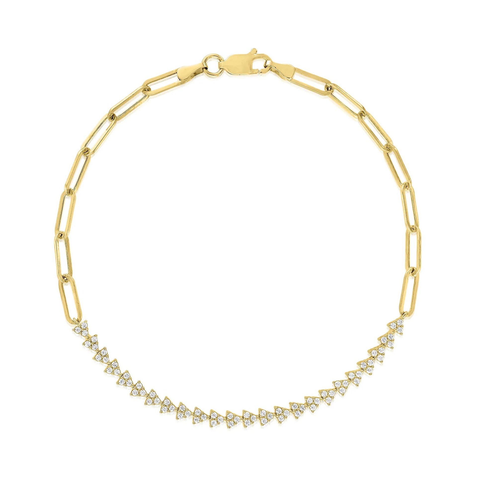 1/2 CT. Tw. Diamond Half Tennis Chain Bracelet 10K Yellow Gold Size 3.20mm