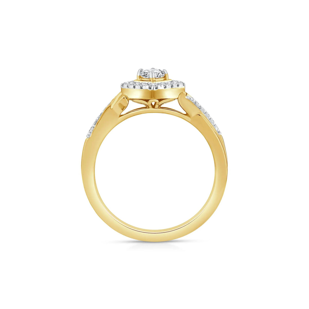 1/3 CT. Tw. Diamond Halo Promise Ring 10K Yellow Gold Size 9 1mm