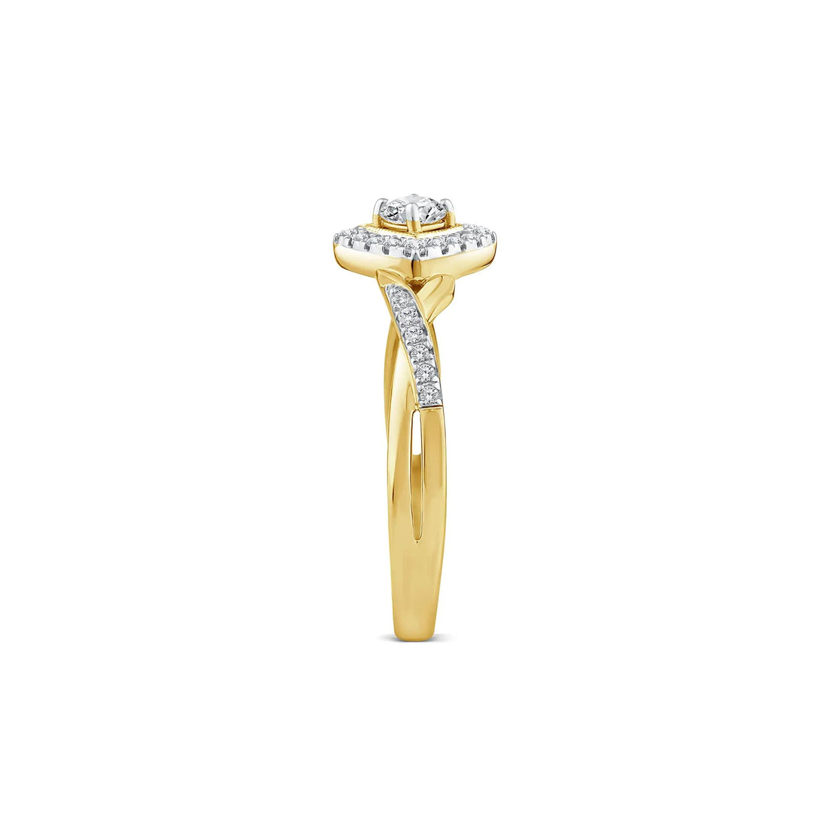 1/3 CT. Tw. Diamond Halo Promise Ring 10K Yellow Gold Size 9 1mm