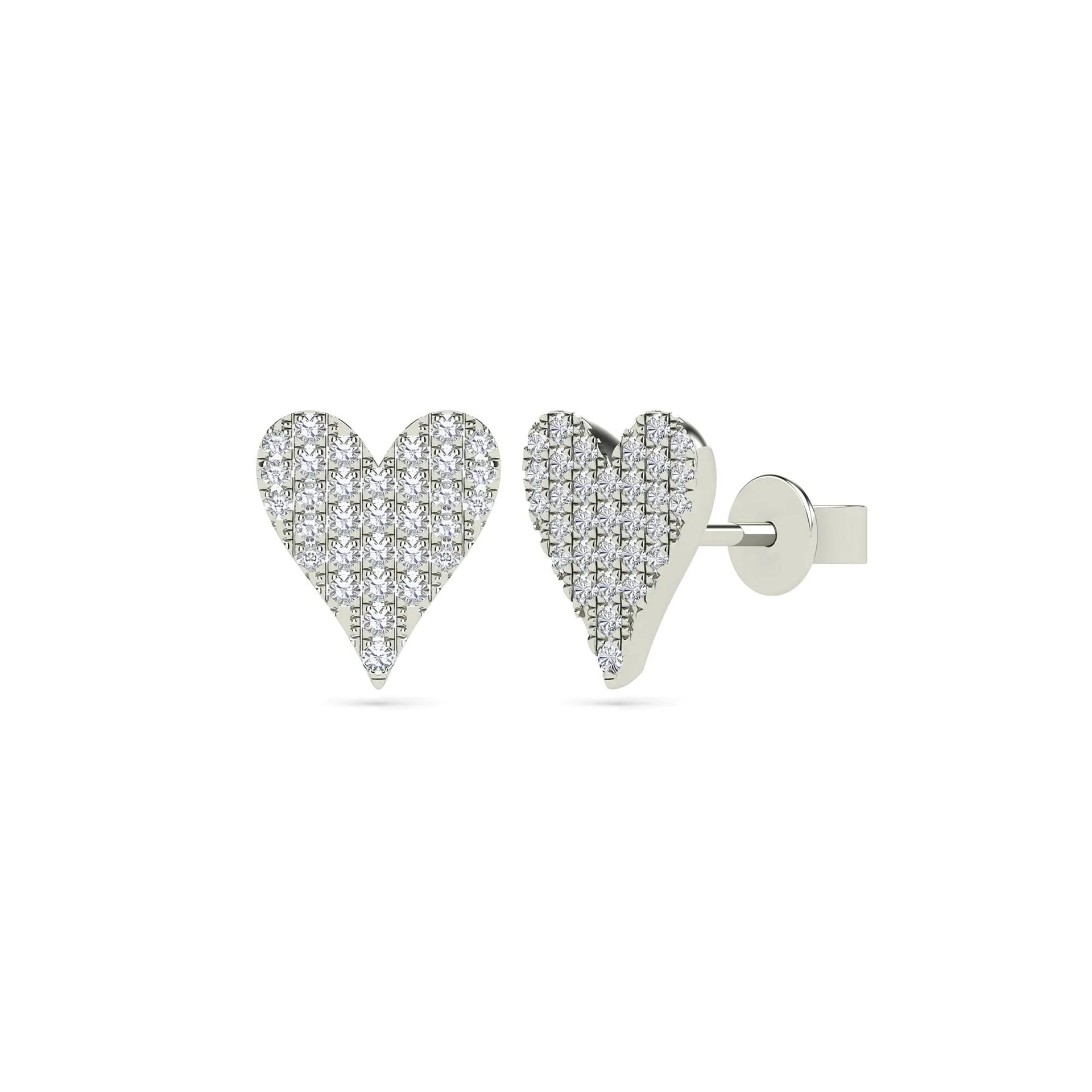 1/7 CT. Tw. Diamond Heart Earrings 14K White Gold Size 8.00mm