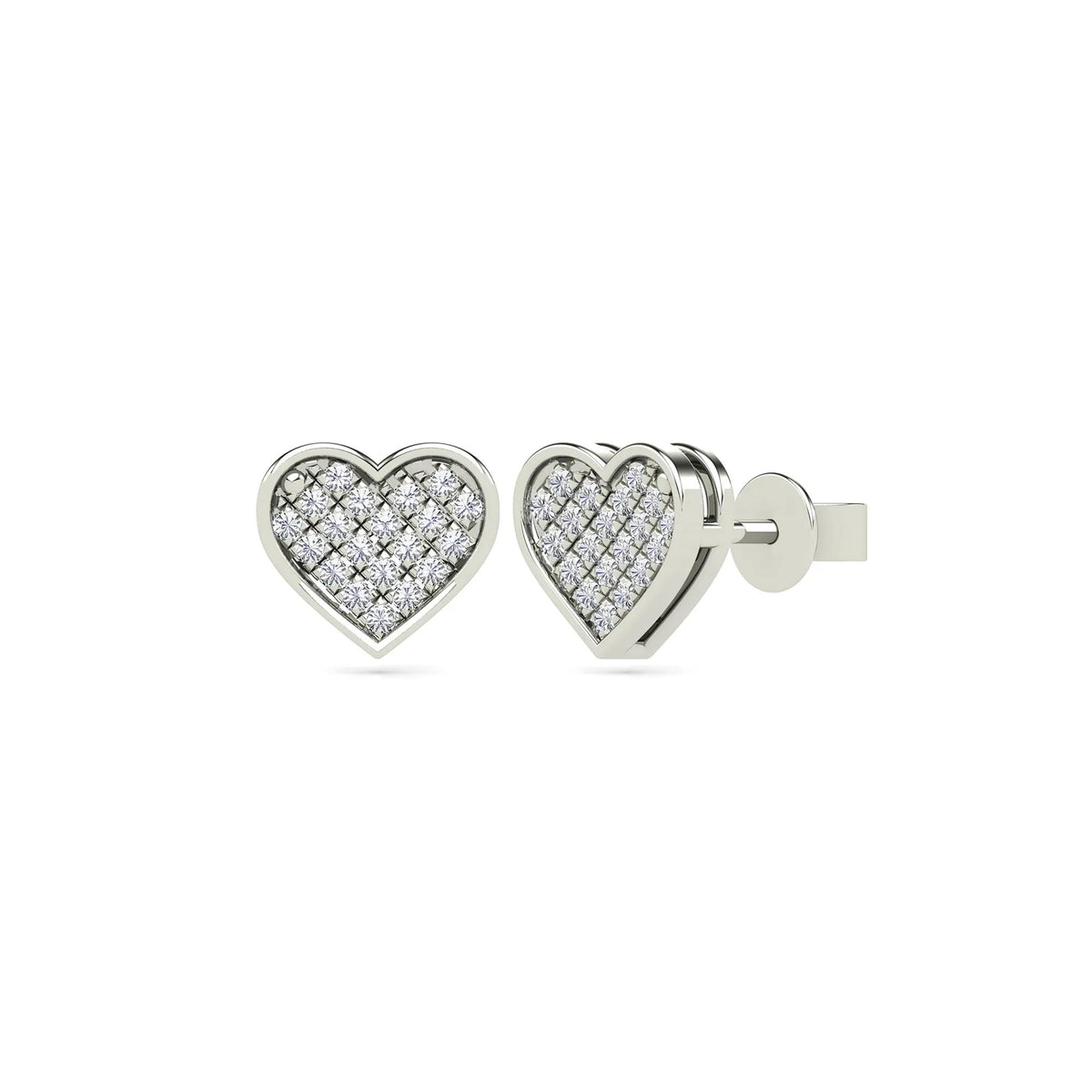 1/10 CT. Tw. Diamond Heart Earrings 14K White Gold Size 6.50mm