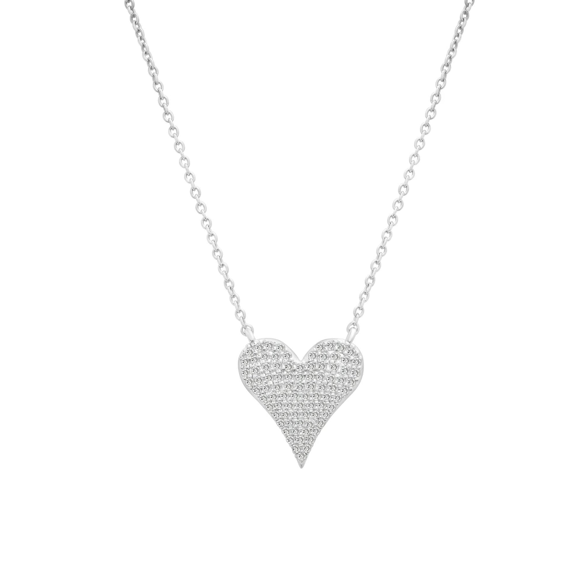 1/4 CT. Tw. Diamond Heart Necklace 10K White Gold Size 17"