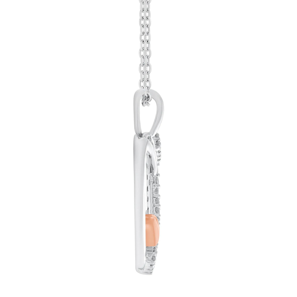 1/4 CT. Tw. Diamond Heart Pendant Necklace .925 Sterling Silver & 10K Rose Gold White Size 18"