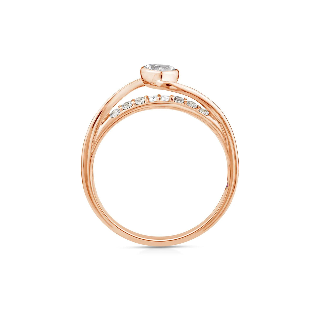 3/8 CT. Tw. Lab Grown Diamond Heart Ring 10K Rose Gold Size 7.5