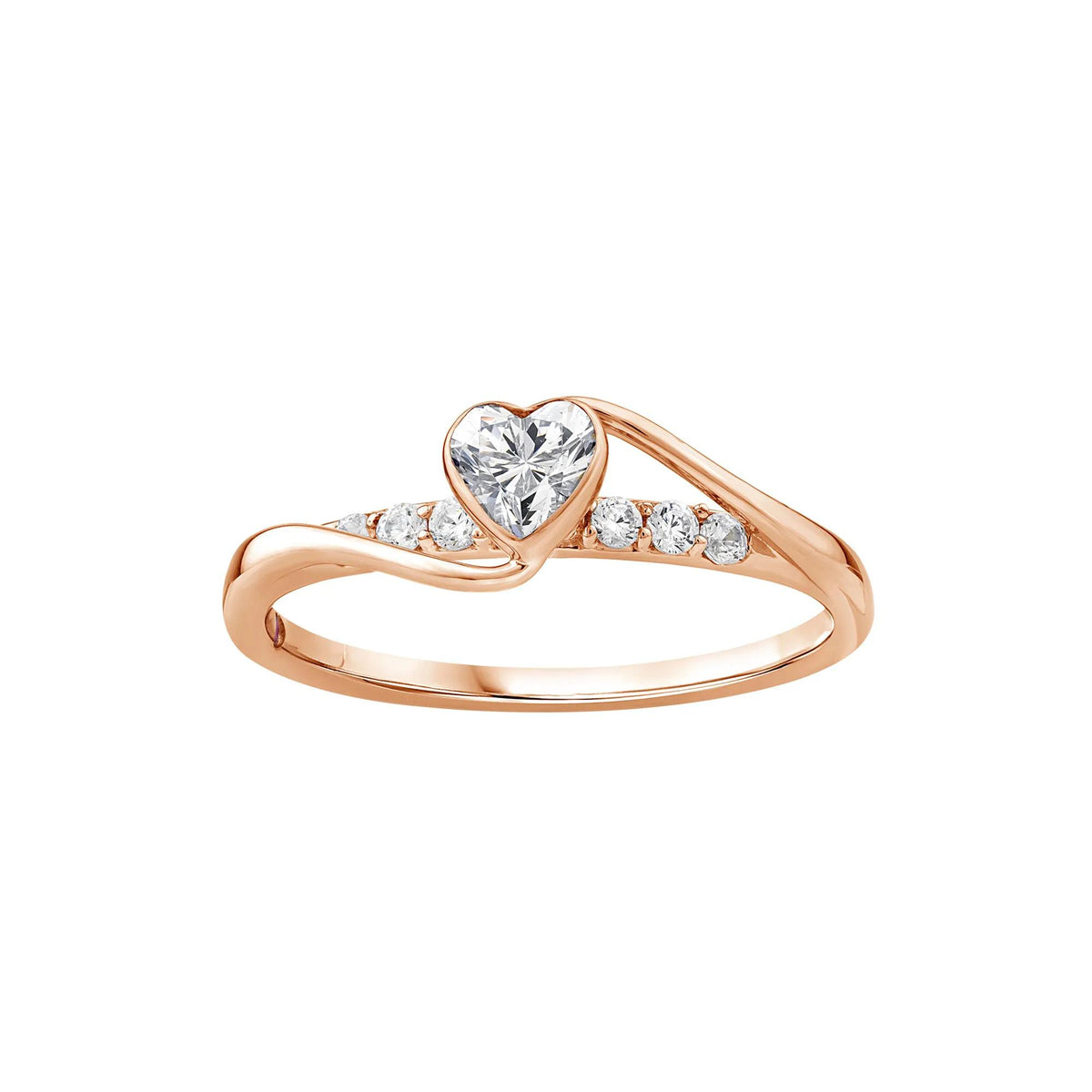 3/8 CT. Tw. Lab Grown Diamond Heart Ring 10K Rose Gold Size 7.5
