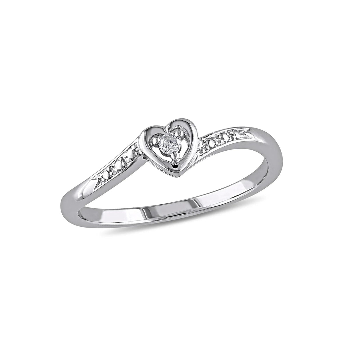Diamond Heart Ring .925 Sterling Silver Round Brilliant Cut White Size 10.5