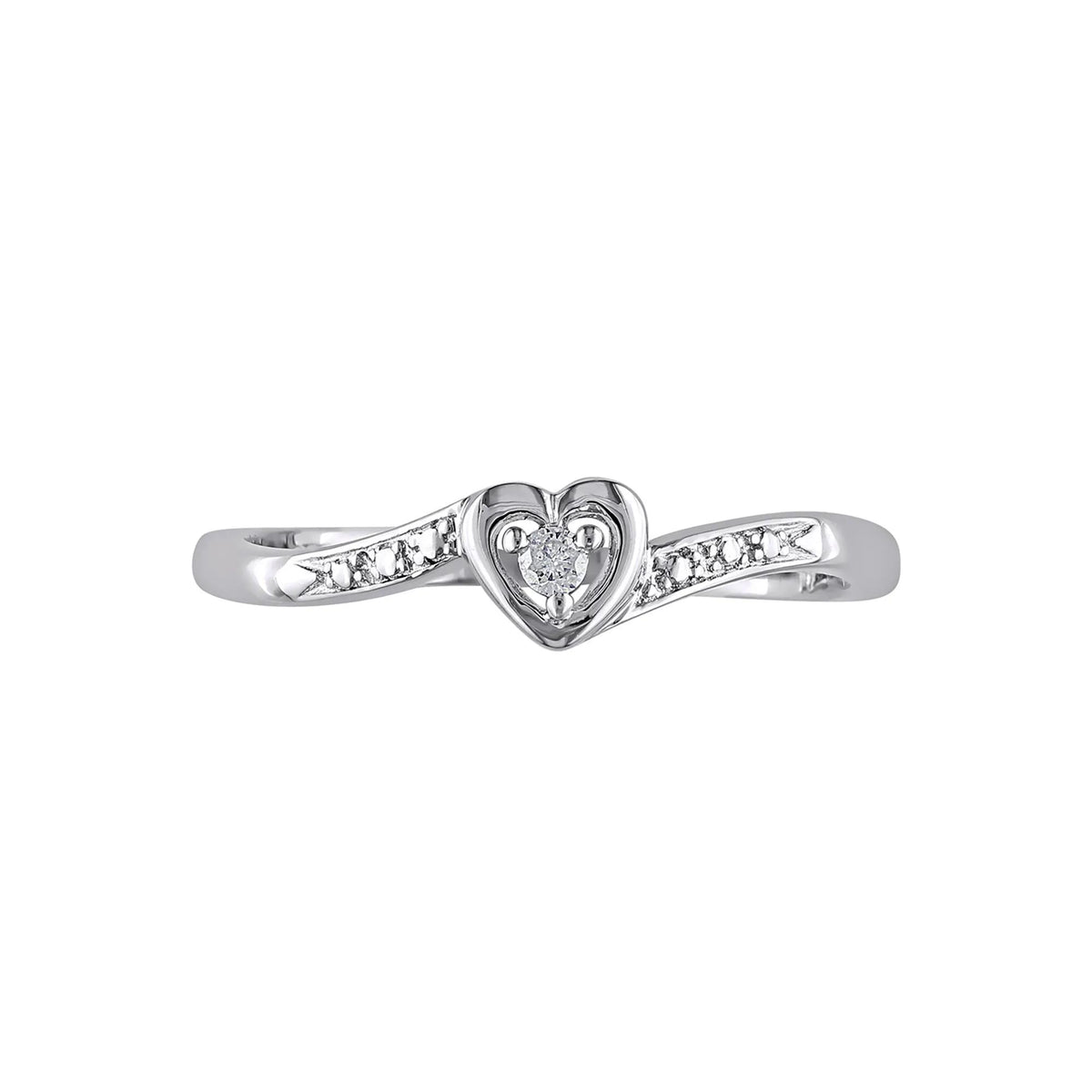 Diamond Heart Ring .925 Sterling Silver Round Brilliant Cut White Size 10.5
