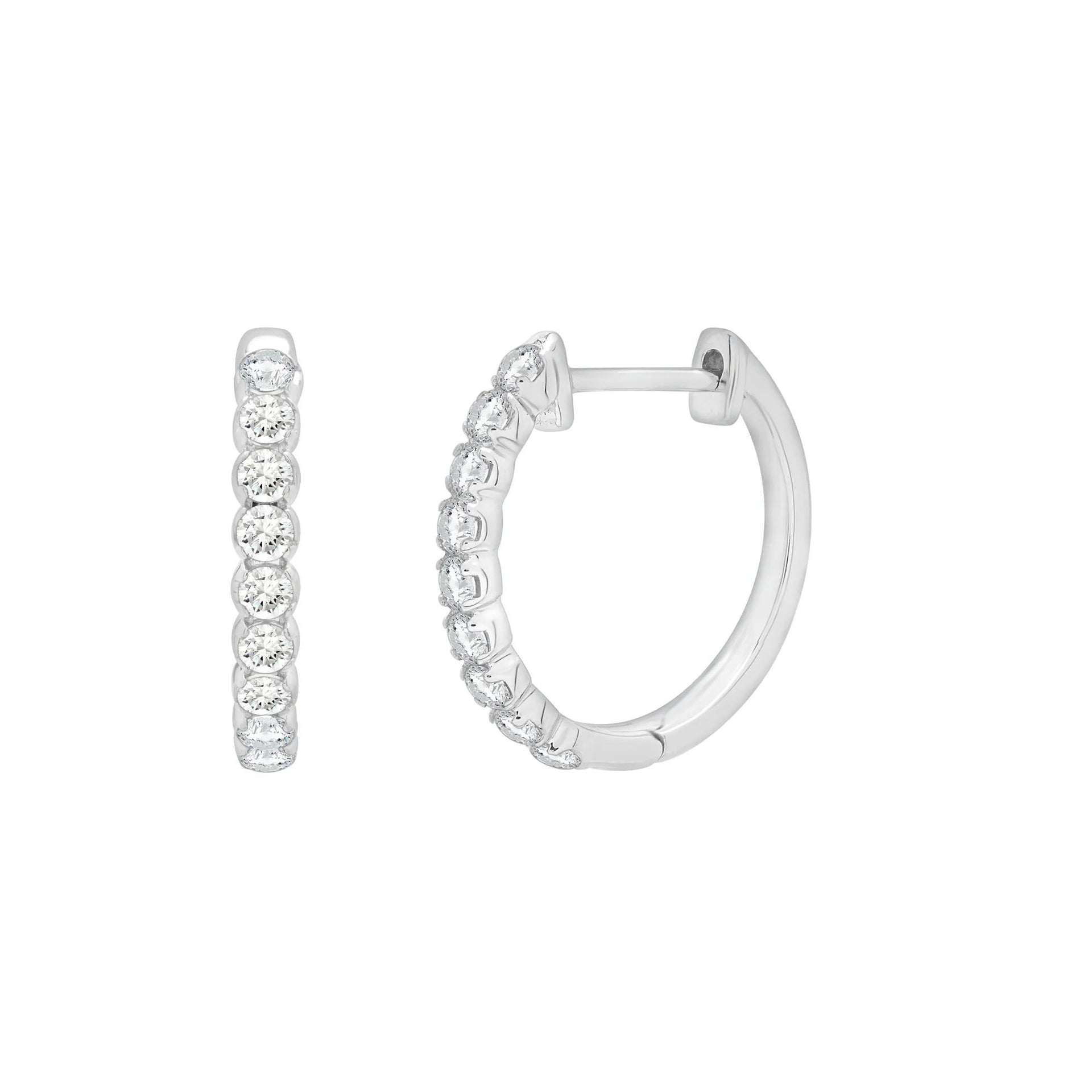 1/2 CT. Tw. Diamond Hoop Earrings 10K White Gold Size 15.00mm