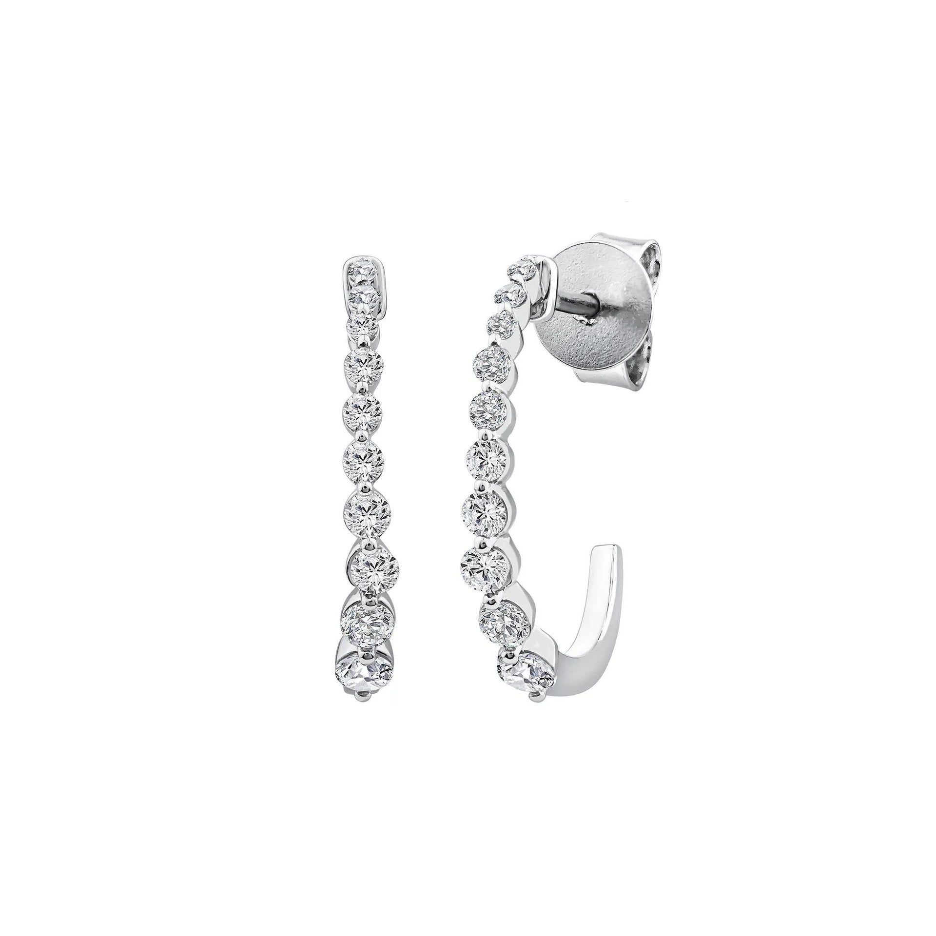 1/2 CT. Tw. Diamond Hoop Earrings 10K White Gold Size 2.70mm