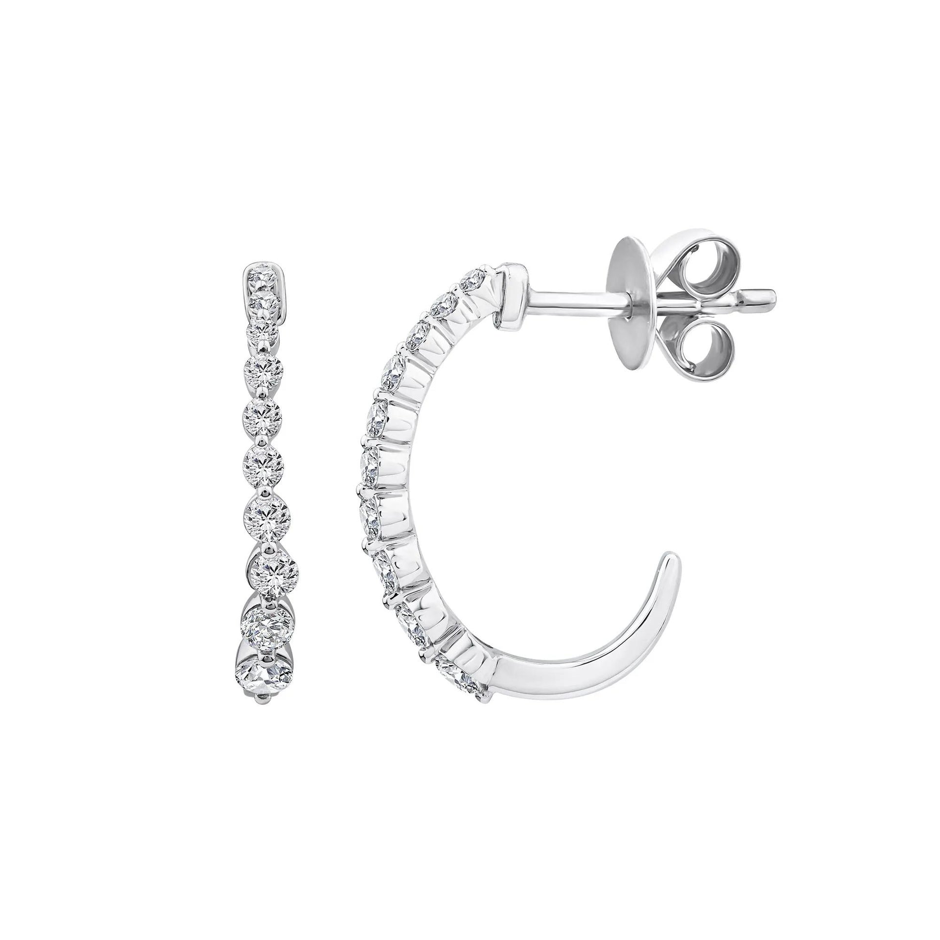 1/2 CT. Tw. Diamond Hoop Earrings 10K White Gold Size 2.70mm