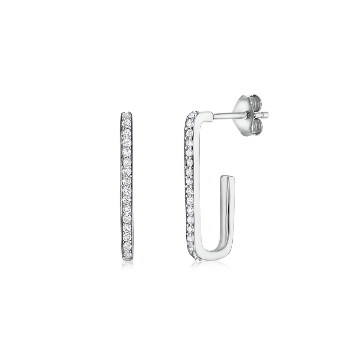1/5 CT. Tw. Diamond Hoop Earrings 10K White Gold Size 1.50mm