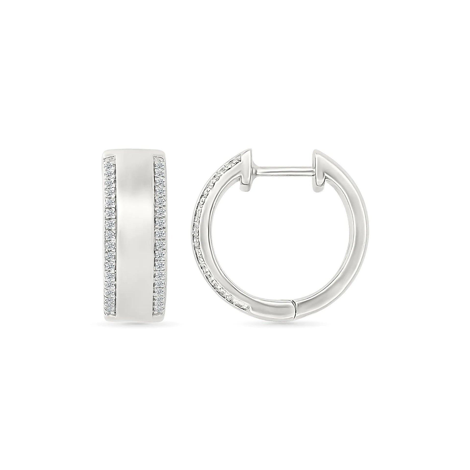 1/5 CT. Tw. Diamond Hoops .925 Sterling .925 Sterling Silver Earring White Size 6.00mm
