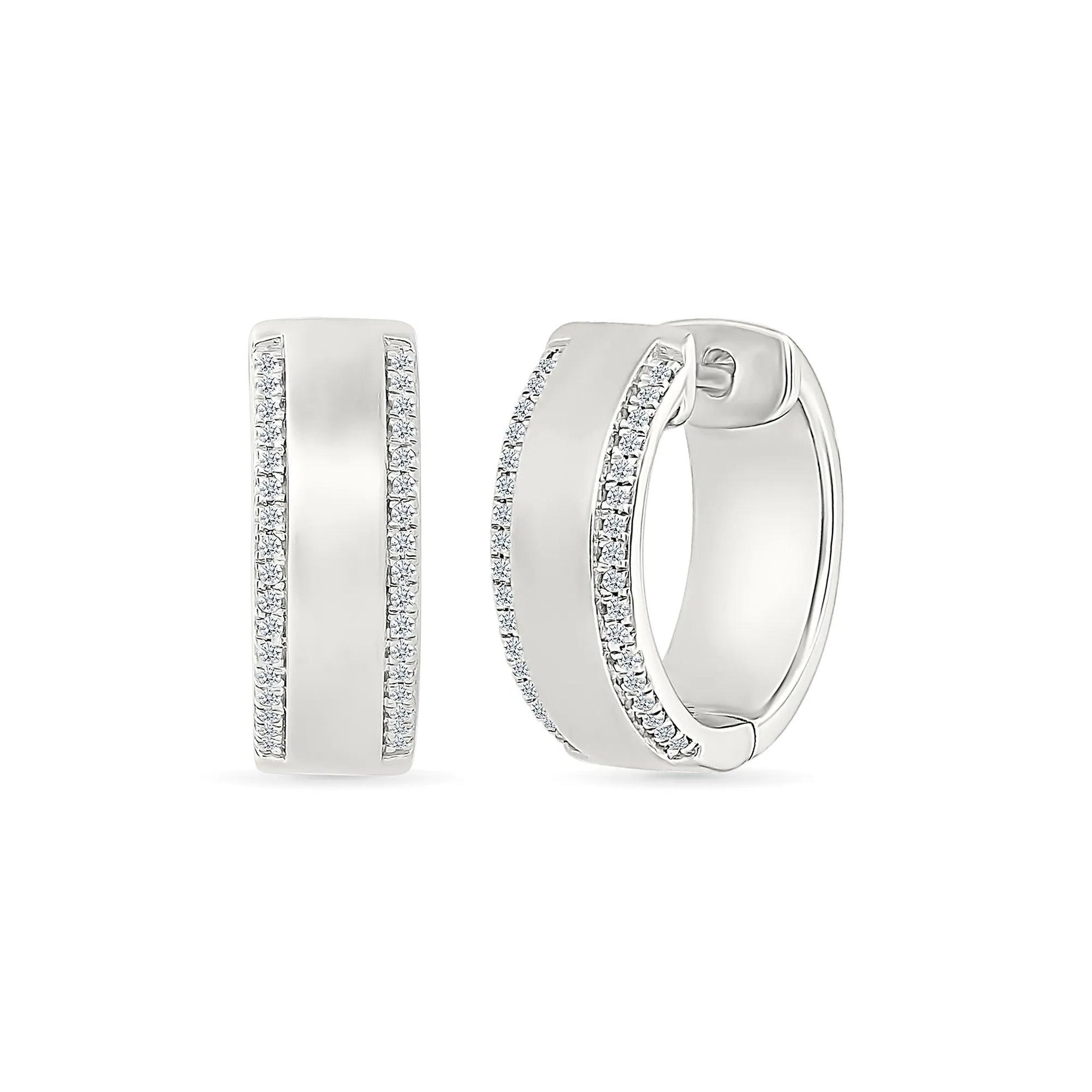 1/5 CT. Tw. Diamond Hoops .925 Sterling .925 Sterling Silver Earring White Size 6.00mm