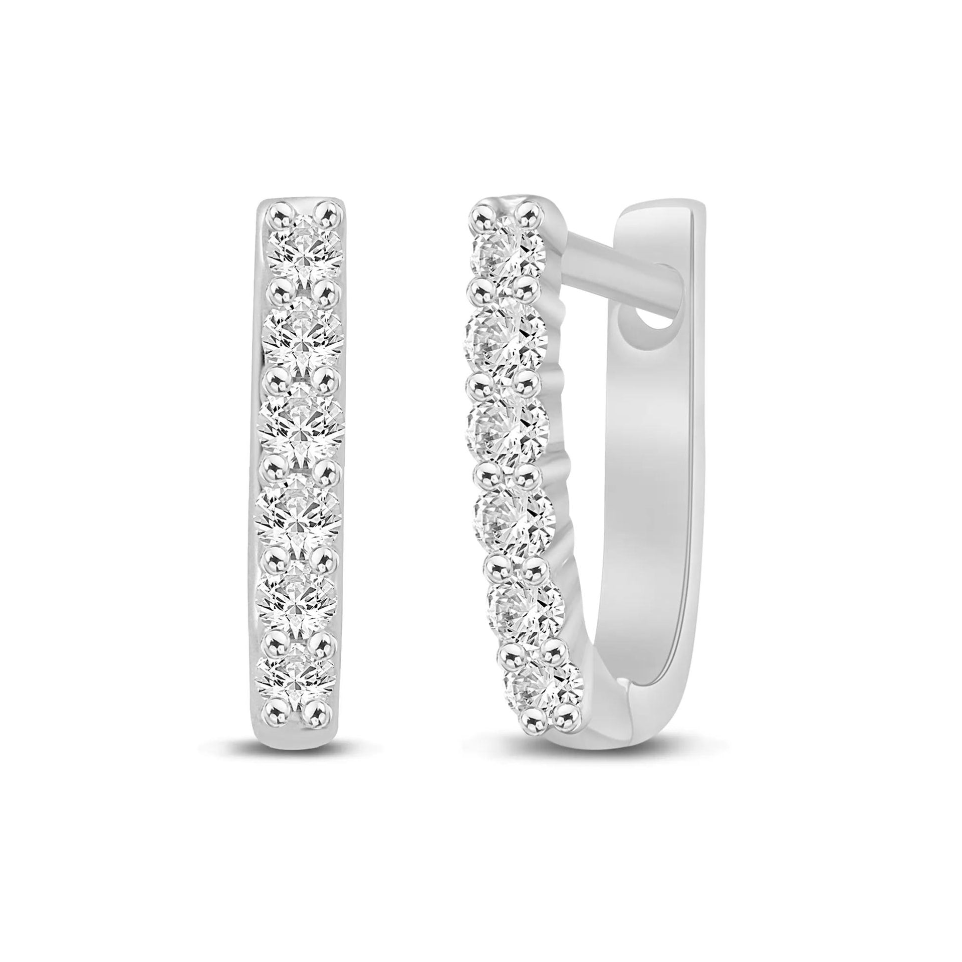 1/4 CT. Tw. Diamond Huggie Earrings 10K White Gold Size 20.00mm