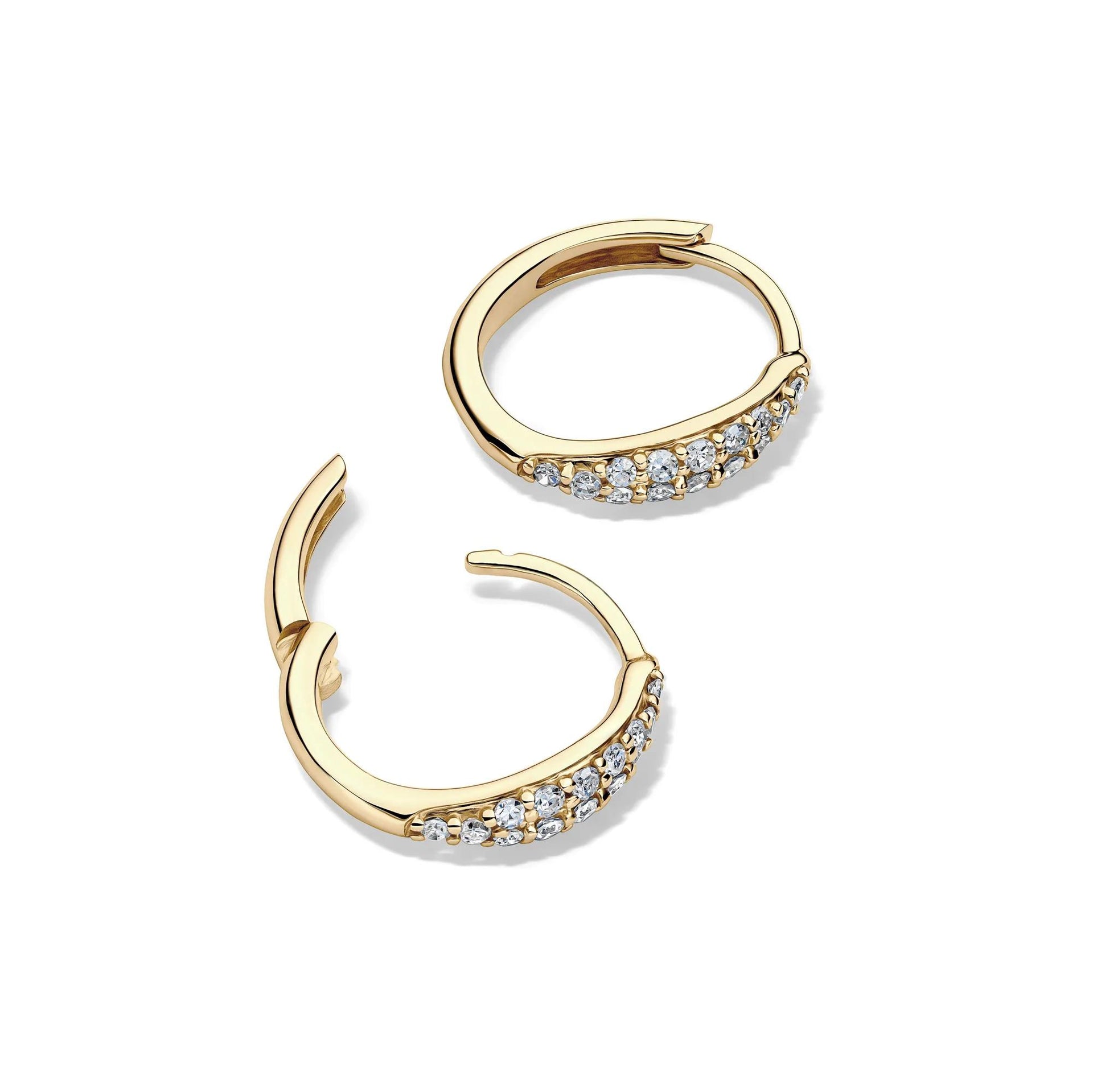 1/5 CT. Tw. Diamond Huggie Hoop 10K Yellow Gold Earring Size 11.00mm