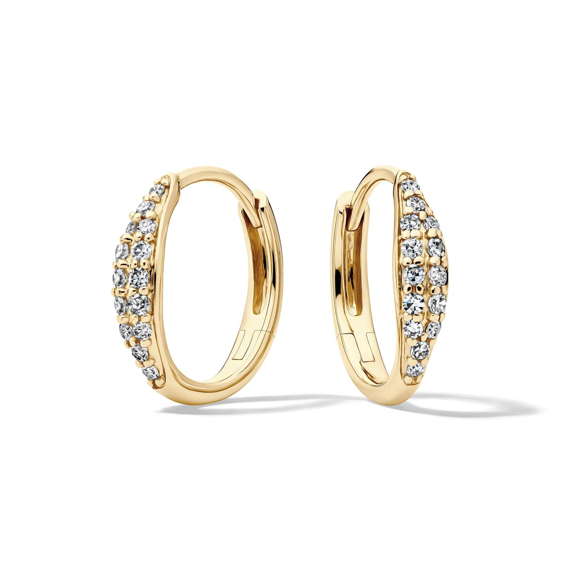 1/5 CT. Tw. Diamond Huggie Hoop 10K Yellow Gold Earring Size 11.00mm