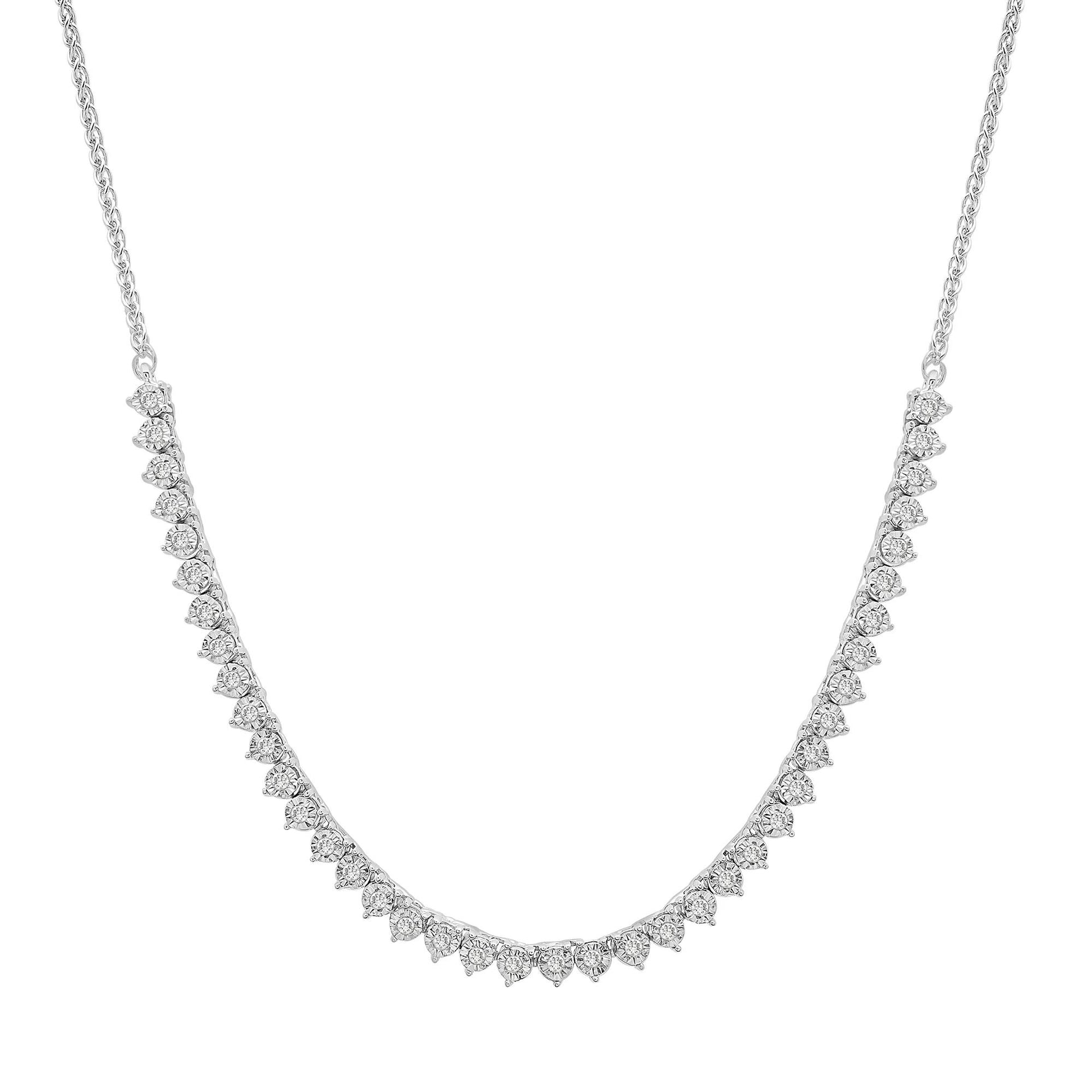 1/4 CT. Tw. Diamond Illusion Necklace .925 Sterling Silver White Size 18"