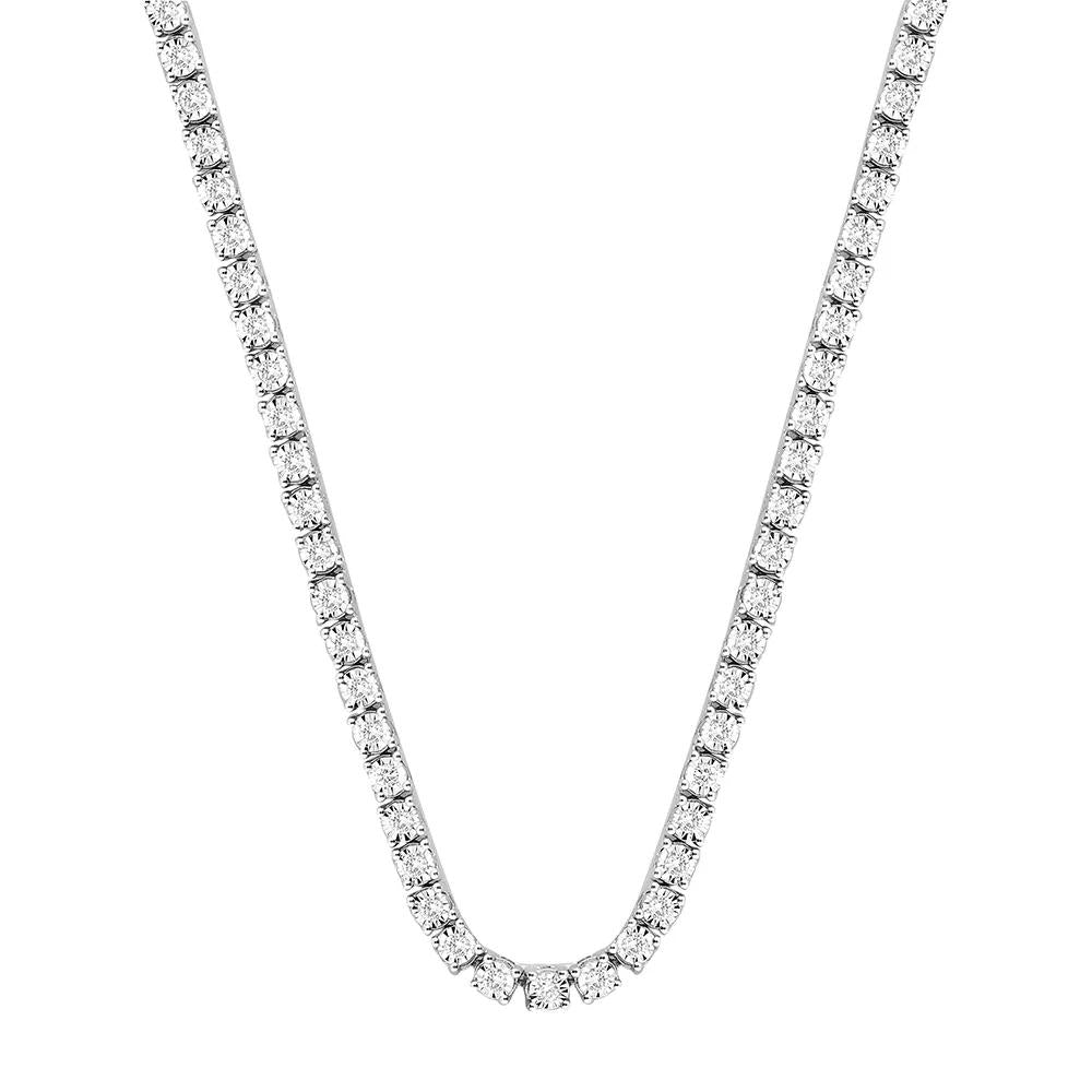 1 CT. Tw. Diamond Illusion Tennis Necklace 10K White Gold Size 18"