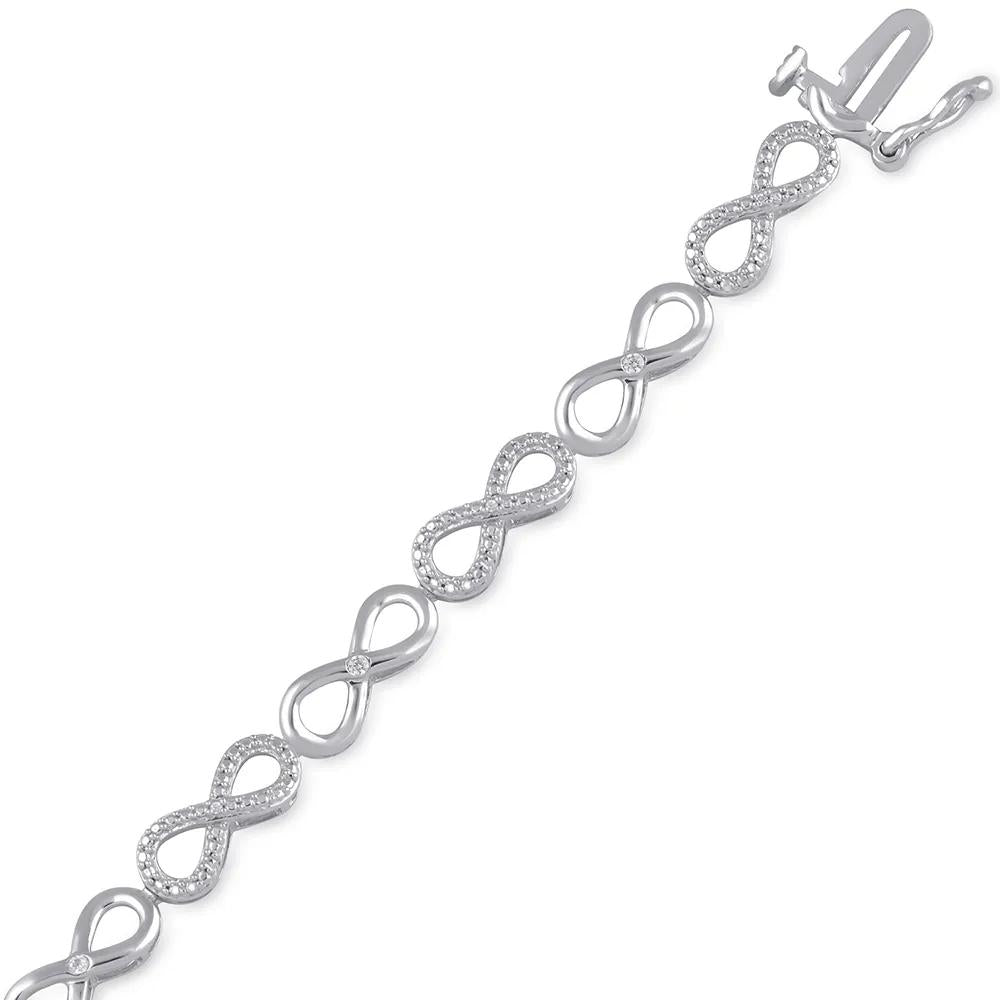 1/10 CT. Tw. Diamond Infinity Bracelet .925 Sterling Silver White Size 5.50mm