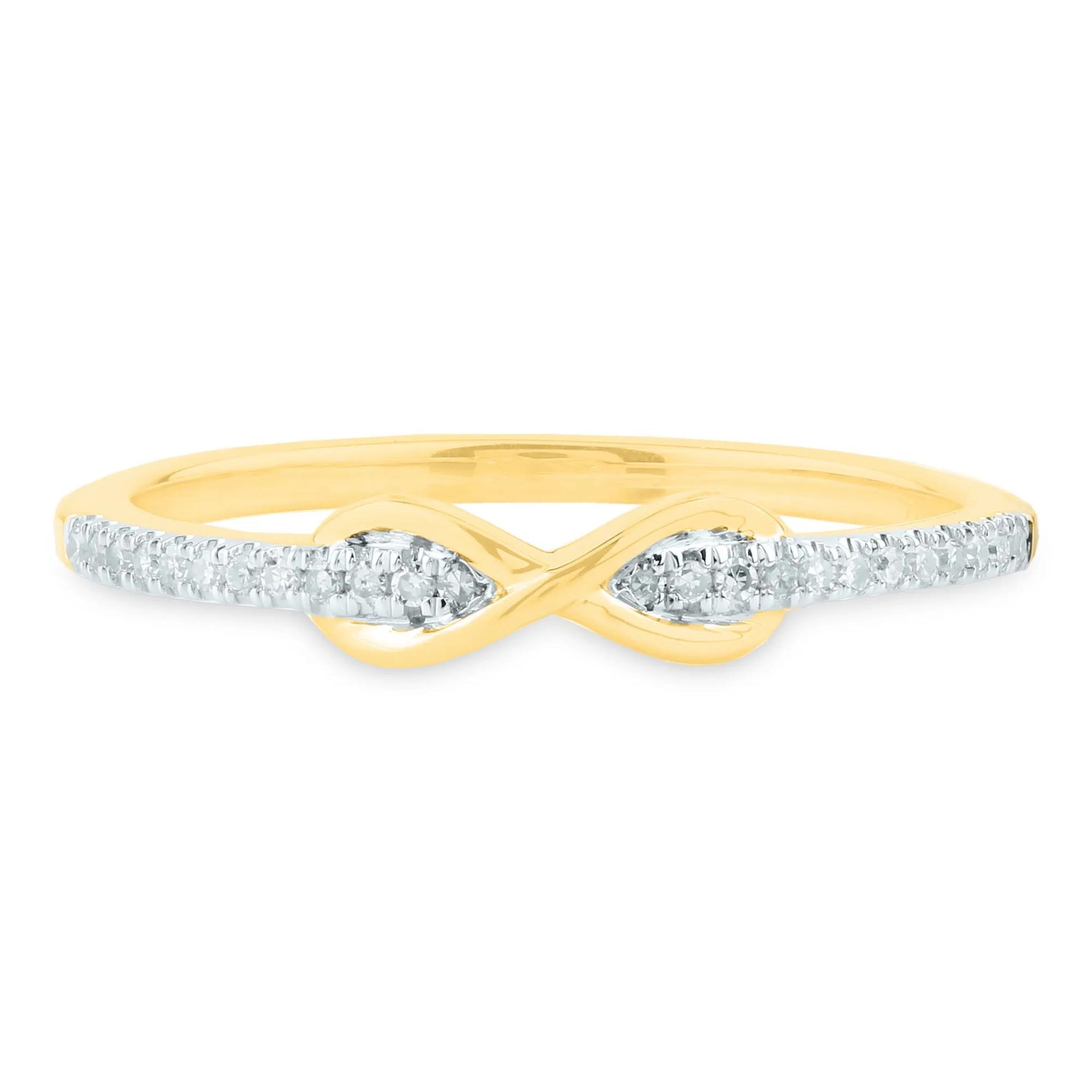 1/10 CT. Tw. Diamond Infinity Ring 14K Yellow Gold Size 7.5 1.5mm