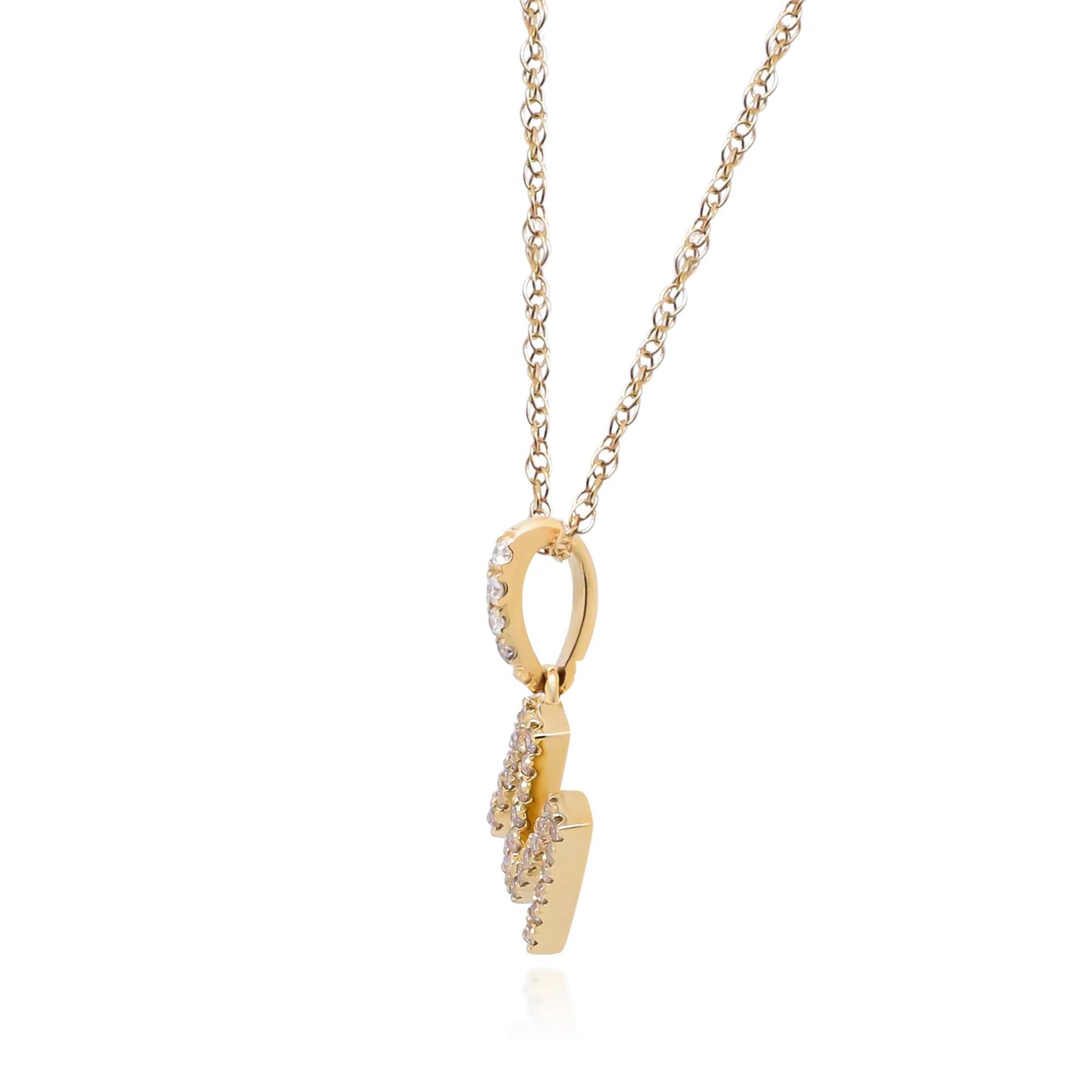 1/10 CT. Tw. Diamond M Initial Pendant Necklace 10K Yellow Gold Size 18"