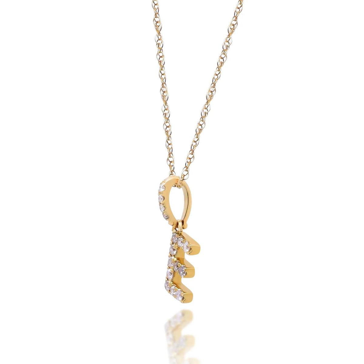 1/10 CT. Tw. Diamond E Initial Pendant Necklace 10K Yellow Gold Size 18"