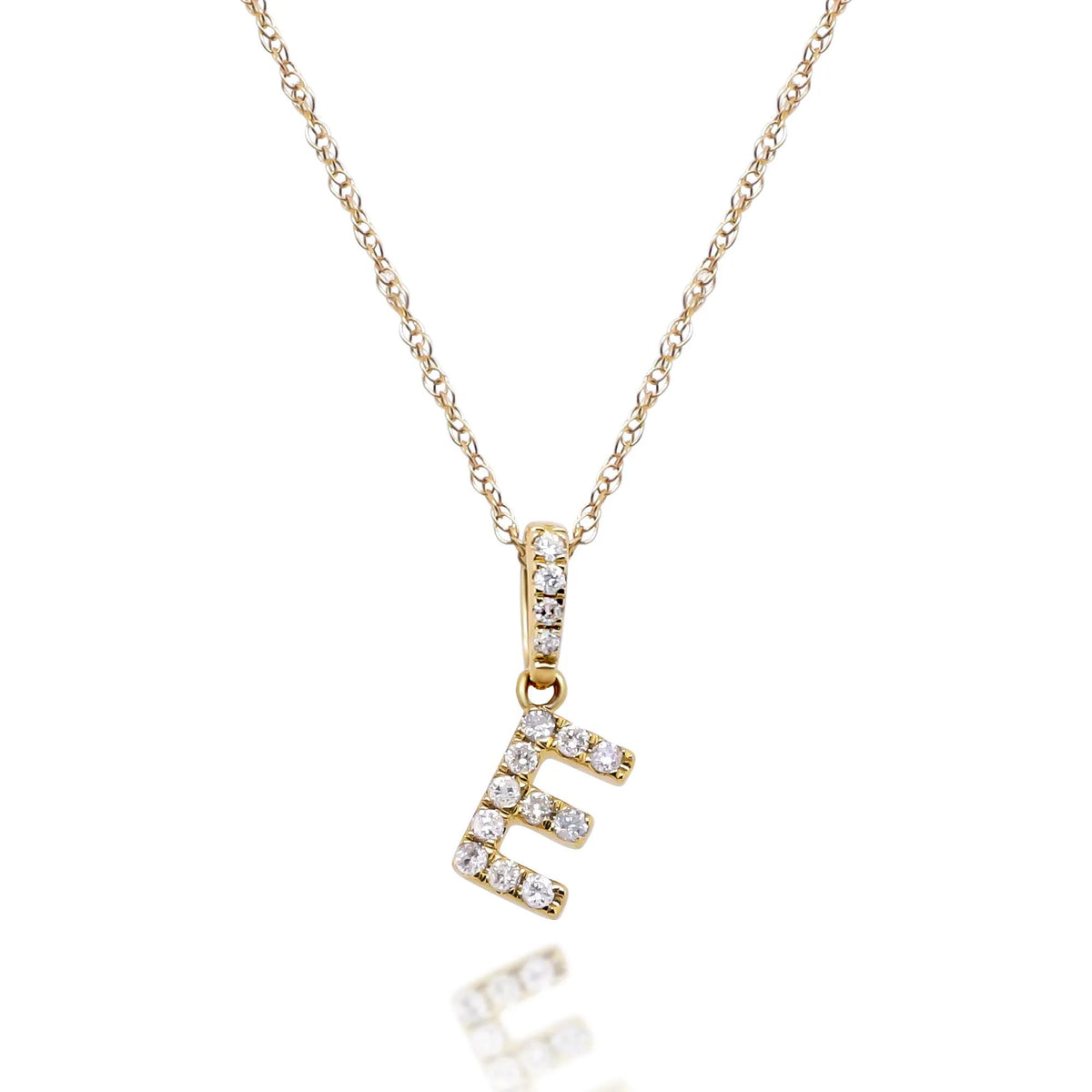 1/10 CT. Tw. Diamond E Initial Pendant Necklace 10K Yellow Gold Size 18"