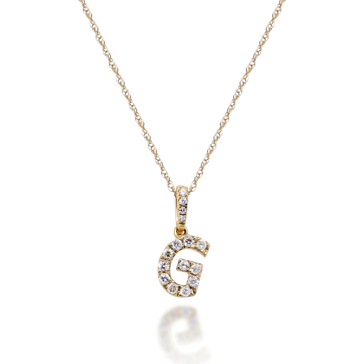 1/10 CT. Tw. Diamond G Initial Pendant Necklace 10K Yellow Gold Size 18"
