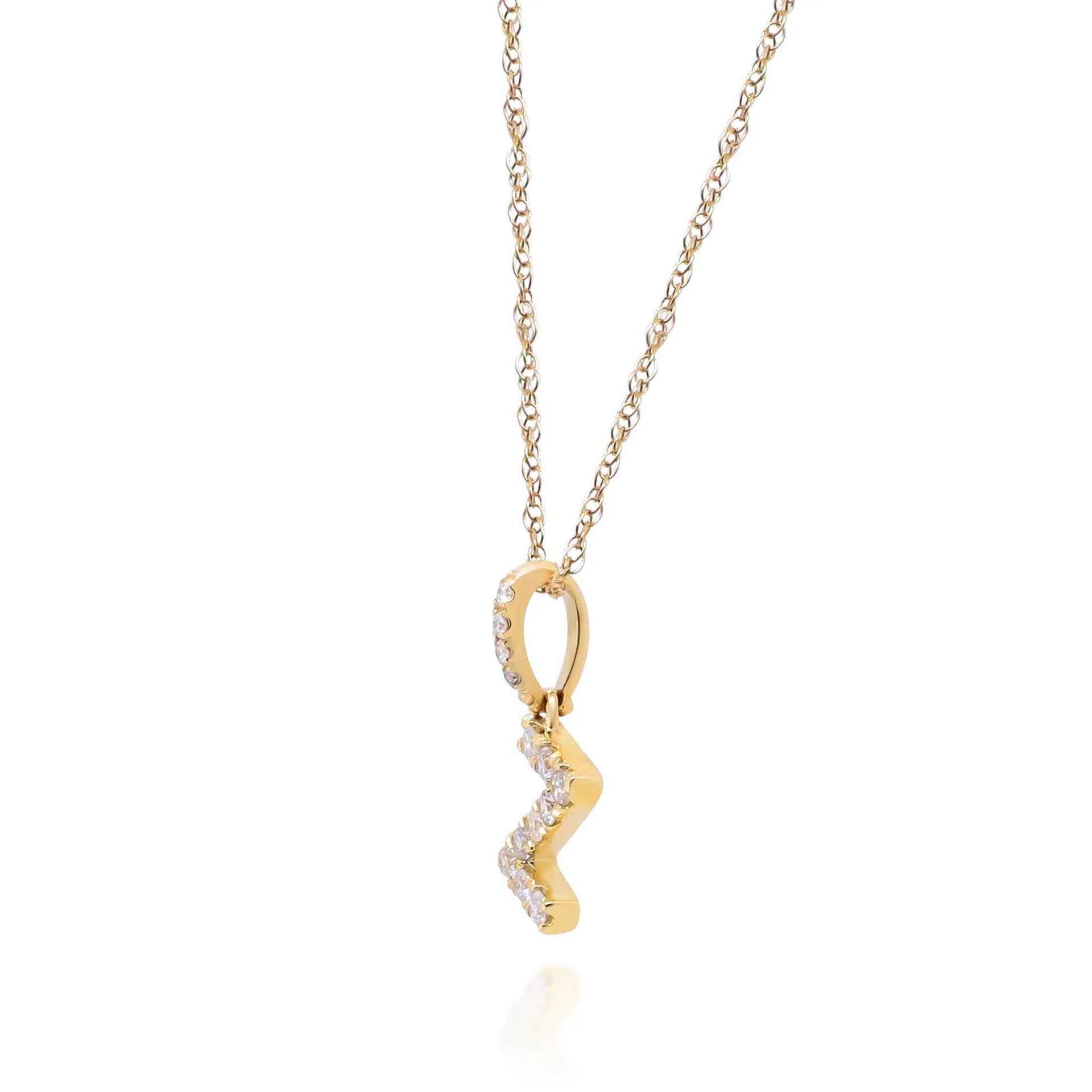 1/10 CT. Tw. Diamond Z Initial Pendant Necklace 10K Yellow Gold Size 18"