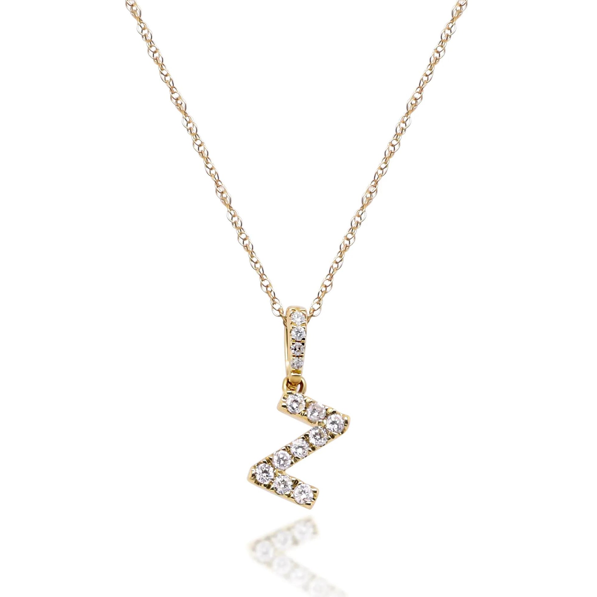 1/10 CT. Tw. Diamond Z Initial Pendant Necklace 10K Yellow Gold Size 18"