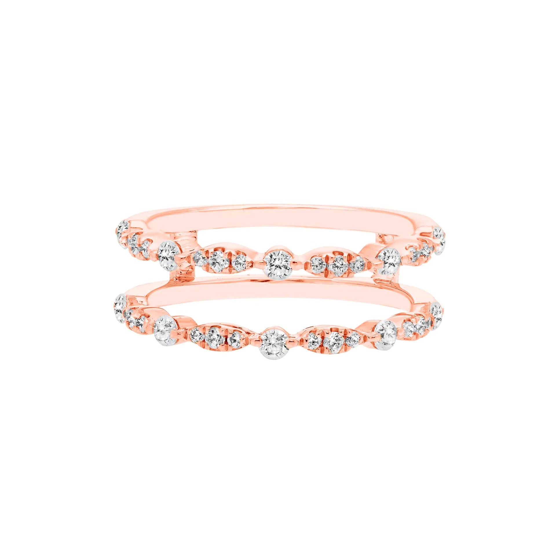 1/2 CT. Tw. Diamond Ring Insert 10K Rose Gold Round Brilliant Cut Size 7