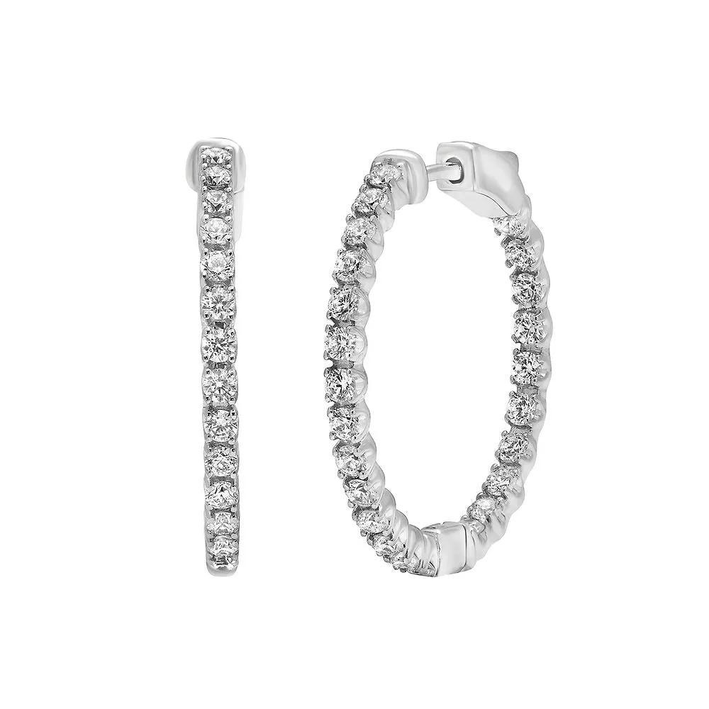 2 CT. Tw. Diamond Inside-Out Hoop Earrings 14K White Gold