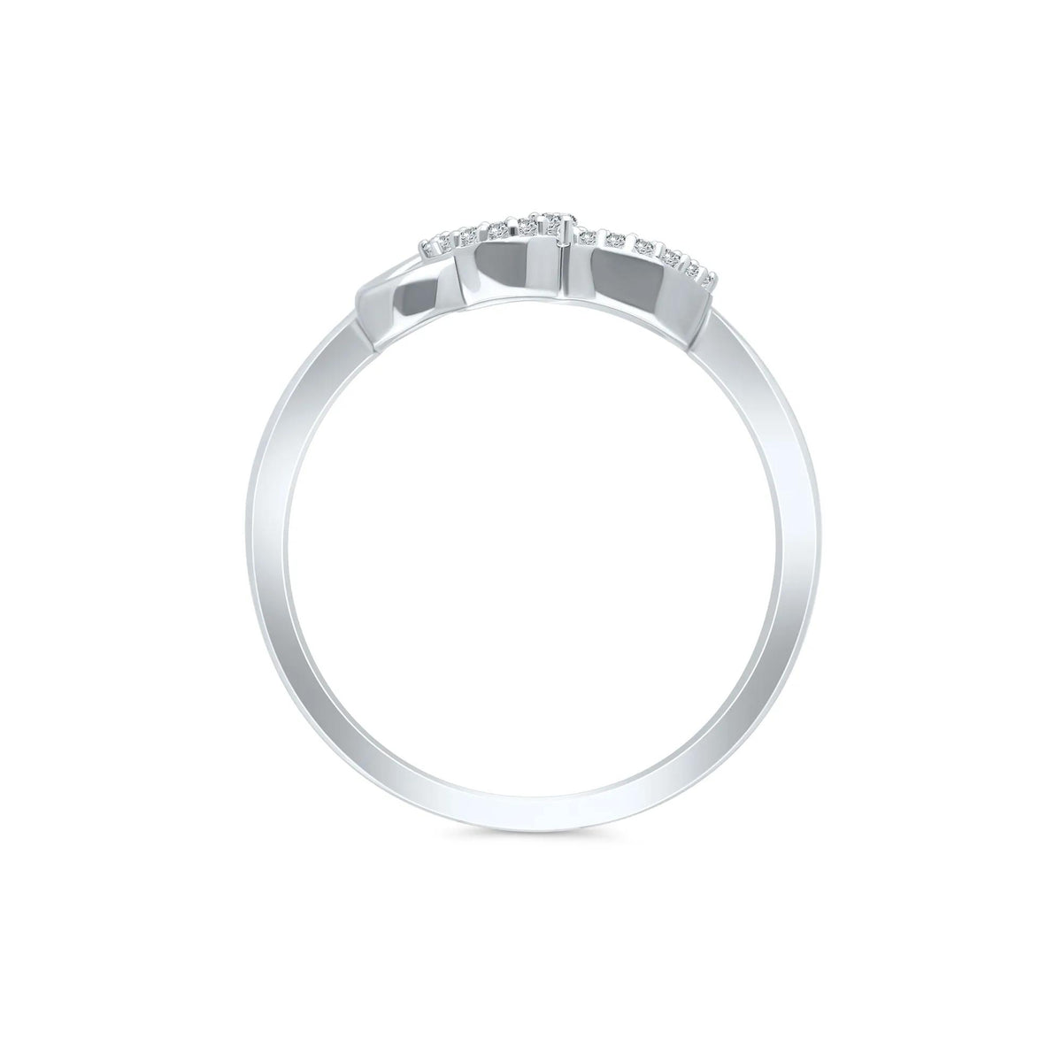 1/10 CT. Tw. Diamond Interlocking Heart Ring .925 Sterling Silver White Size 8