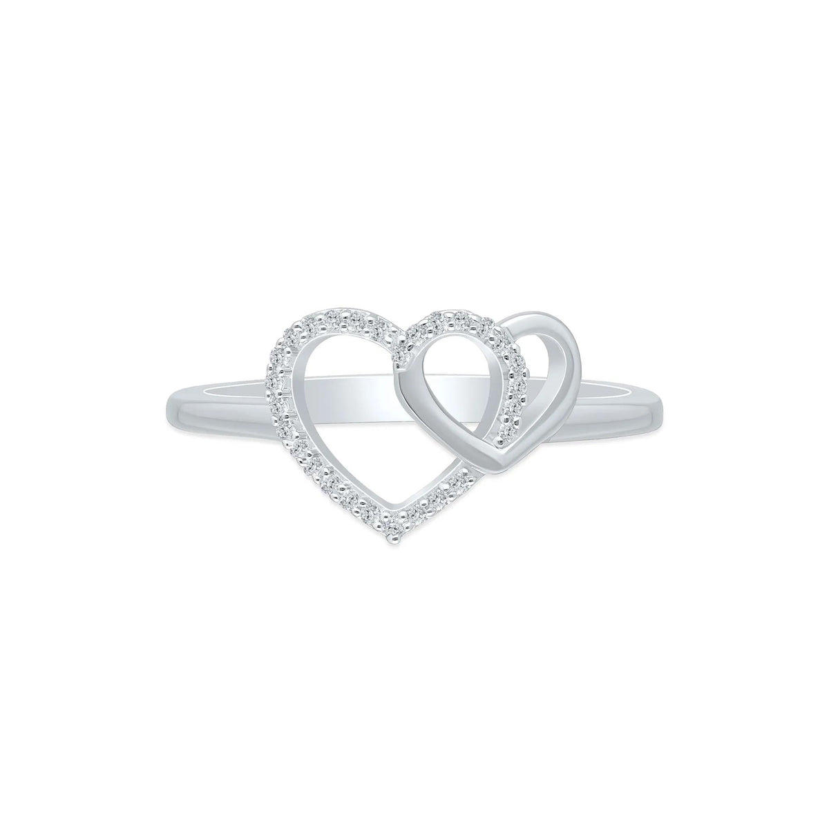 1/10 CT. Tw. Diamond Interlocking Heart Ring .925 Sterling Silver White Size 8