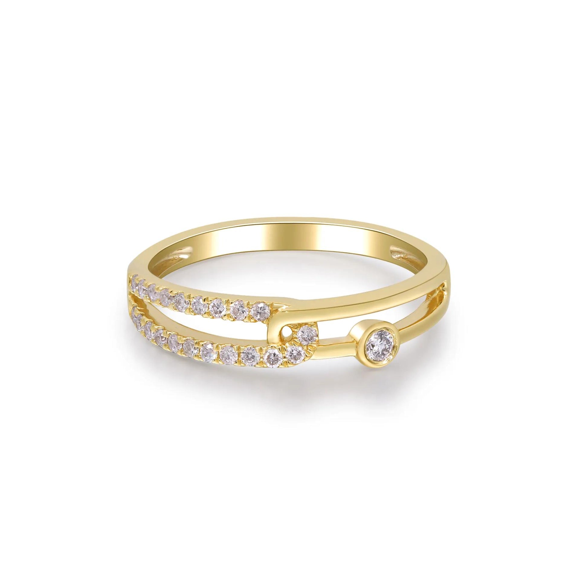 1/5 CT. Tw. Diamond Interlocking Ring 10K Yellow Gold Size 7.5 2mm
