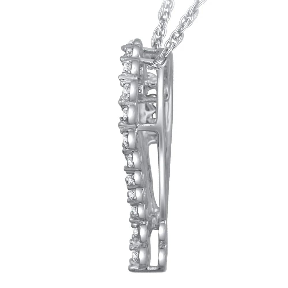 1/10 CT. Tw. Diamond Journey Heart Pendant Necklace 10K White Gold Size 18"