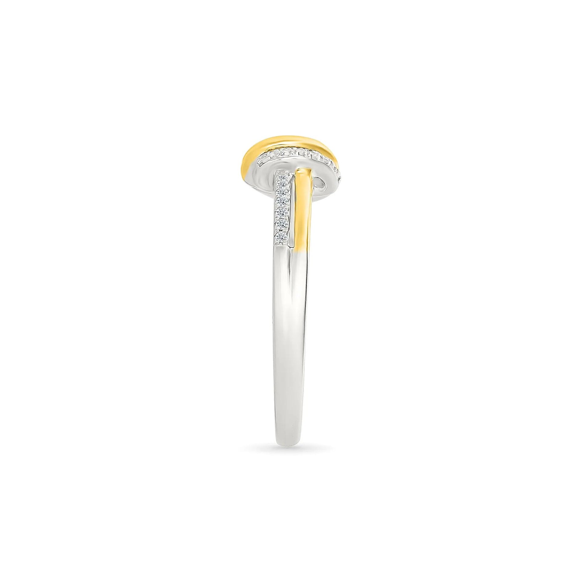 1/10 CT. Tw. Diamond Knot Ring .925 Sterling Silver and 10K Yellow Gold White Size 9 1mm
