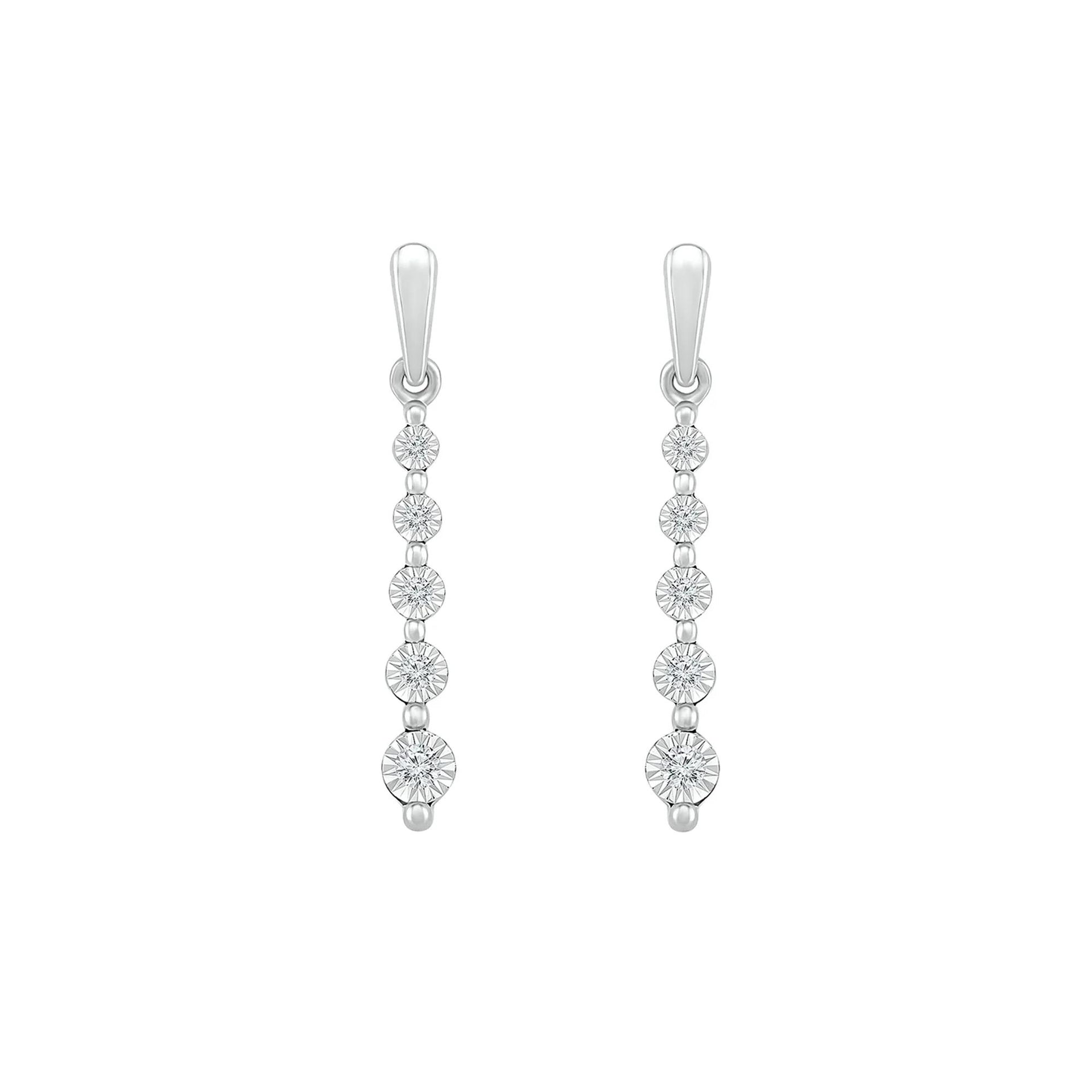 1/7 CT. Tw. Diamond Linear Drop Earrings with Illusion Settings 10K White Gold Size 3.00mm