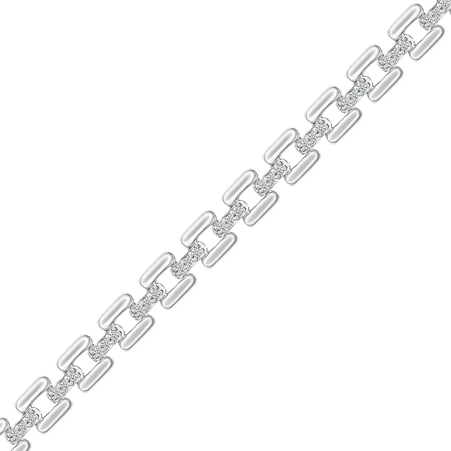 1/4 CT. Tw. Diamond Link Bracelet .925 Sterling Silver White Size 4.70mm