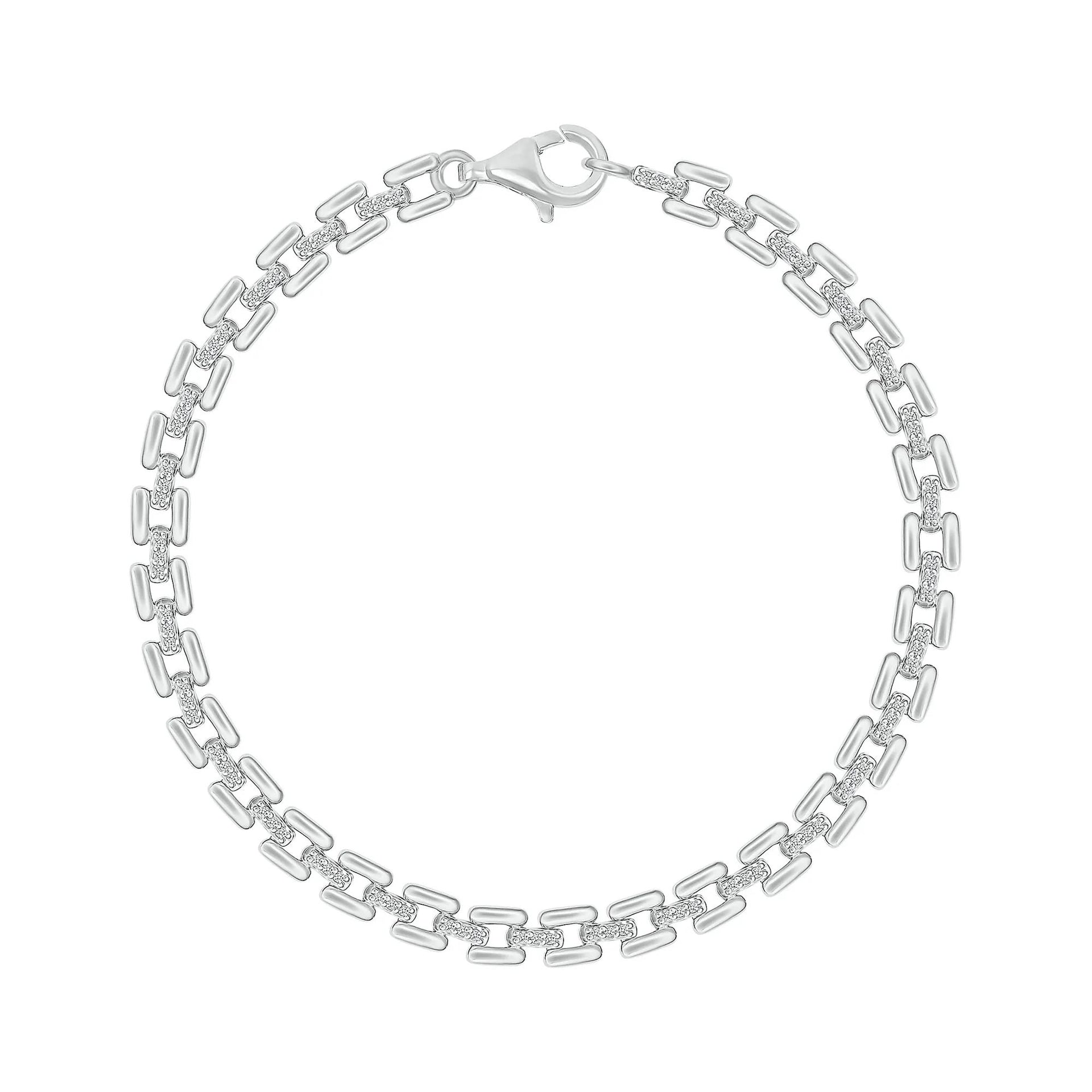 1/4 CT. Tw. Diamond Link Bracelet .925 Sterling Silver White Size 4.70mm