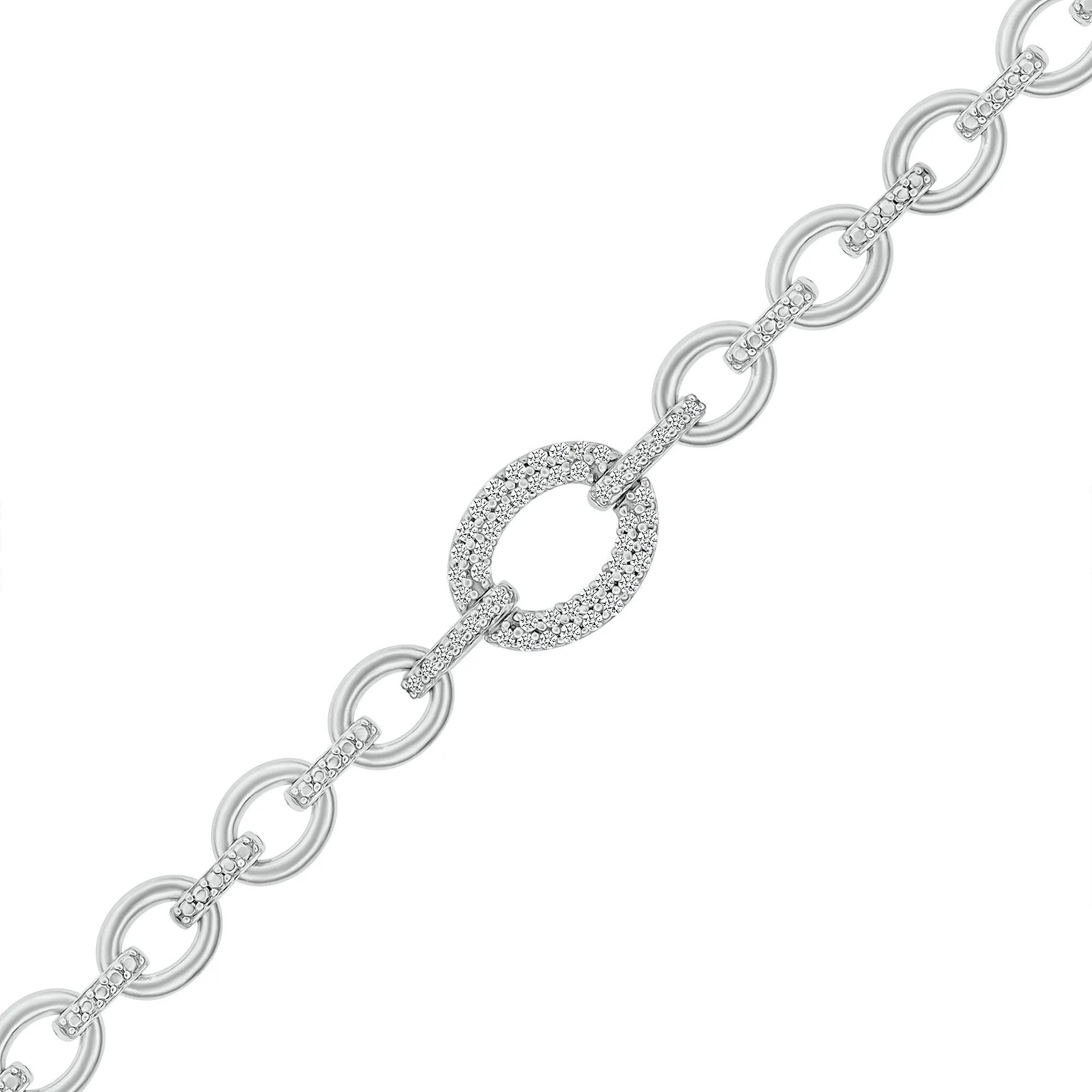 1/5 CT. Tw. Diamond Link Bracelet .925 Sterling Silver White Size 9.30mm
