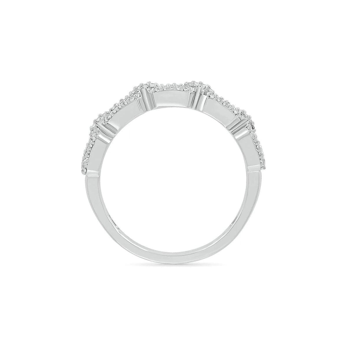 1/5 CT. Tw. Diamond Link Ring .925 Sterling Silver White Size 8