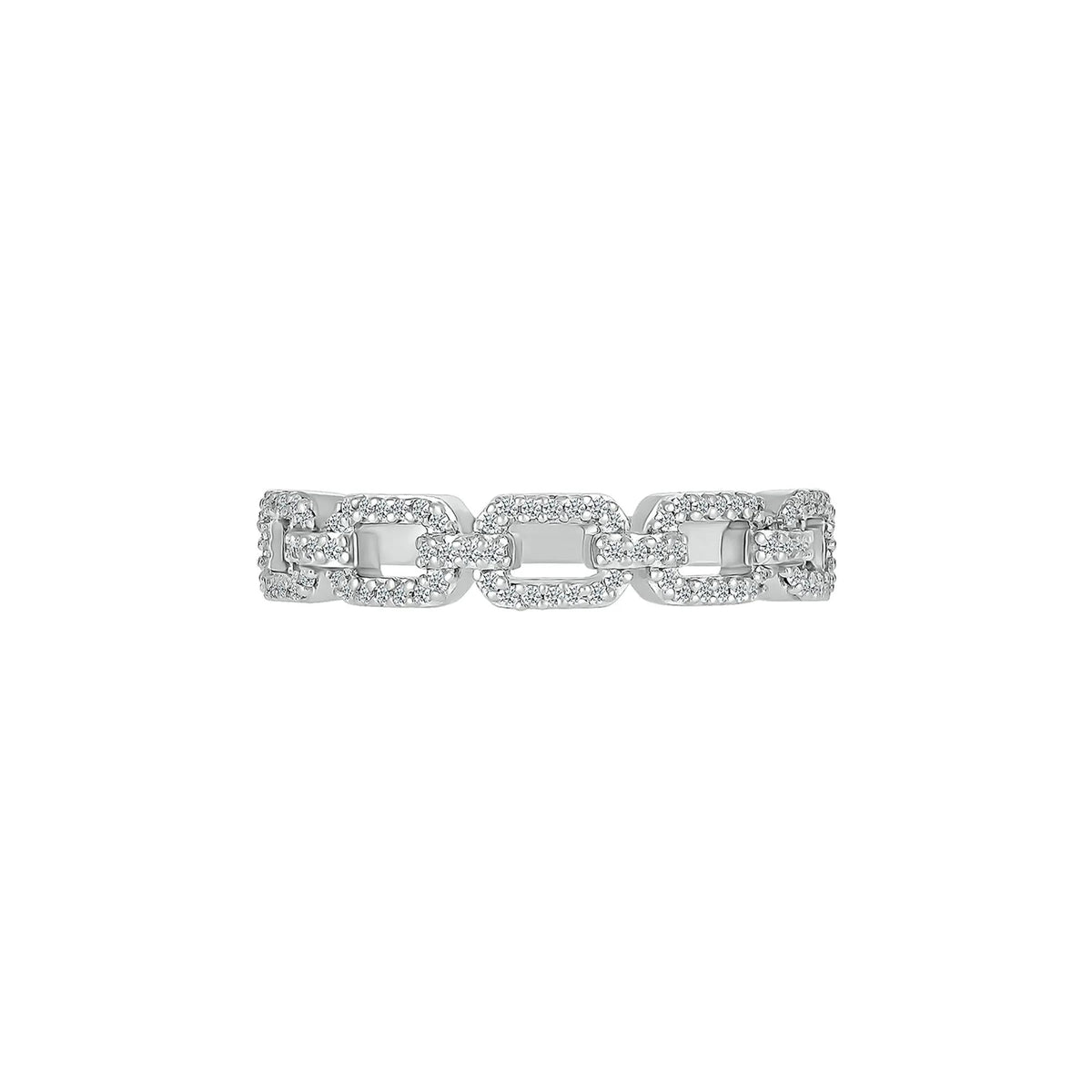 1/5 CT. Tw. Diamond Link Ring .925 Sterling Silver White Size 9